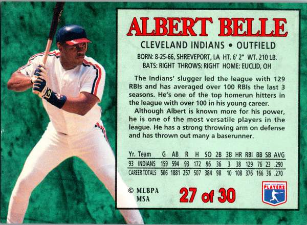 1994 Post Cereal #27 Albert Belle Excellent