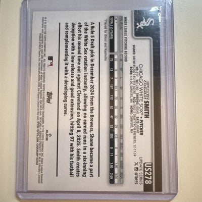 Topps 2025 Update Series Shane Smith Chicago White Sox RC Pint Diamante