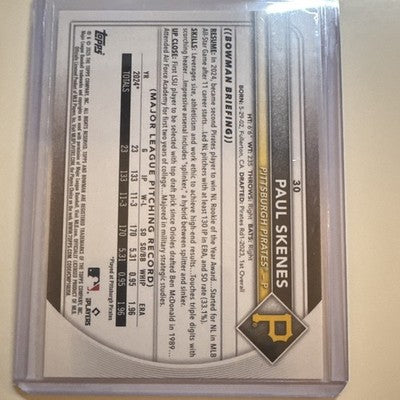 Topps 2024 Bowman Paul Skenes Pittsburgh Pirates #30 Baseball Card