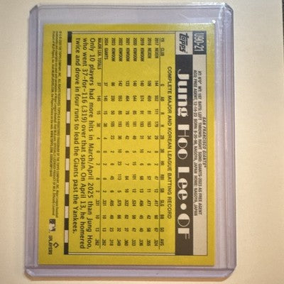 Topps 2025 Update 1990 Topps Baseball Jung Hoo Lee San Francisco Giants U90-21