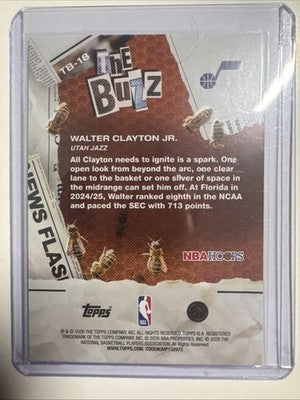 2025-26 Topps NBA Hoops The Buzz - Walter Clayton Jr. RC #TB-18 Utah Jazz