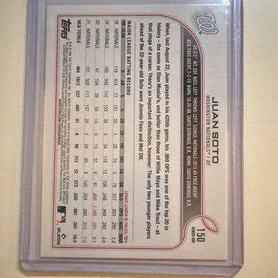 Topps 2022 Series 1 Juan Soto Washington Nationals #150 Base Set Baseball Card