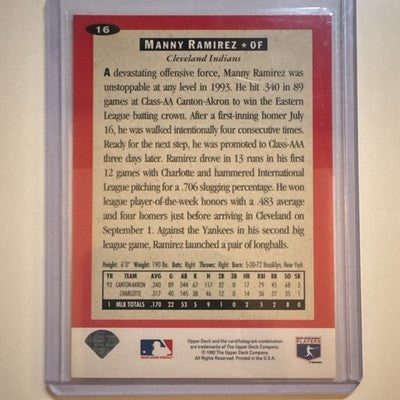 Upper Deck 1993 Collector's Choice Rookie Class Manny Ramirez RC #16 Indians