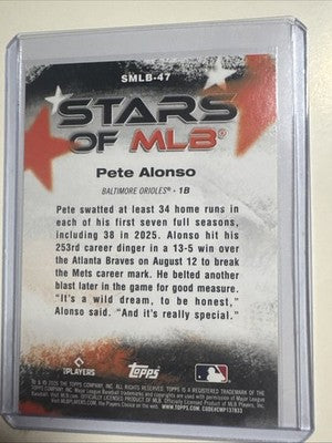2026 Topps Series 2 Stars MLB #SMLB-47 Pete Alonso, Baltimore Orioles