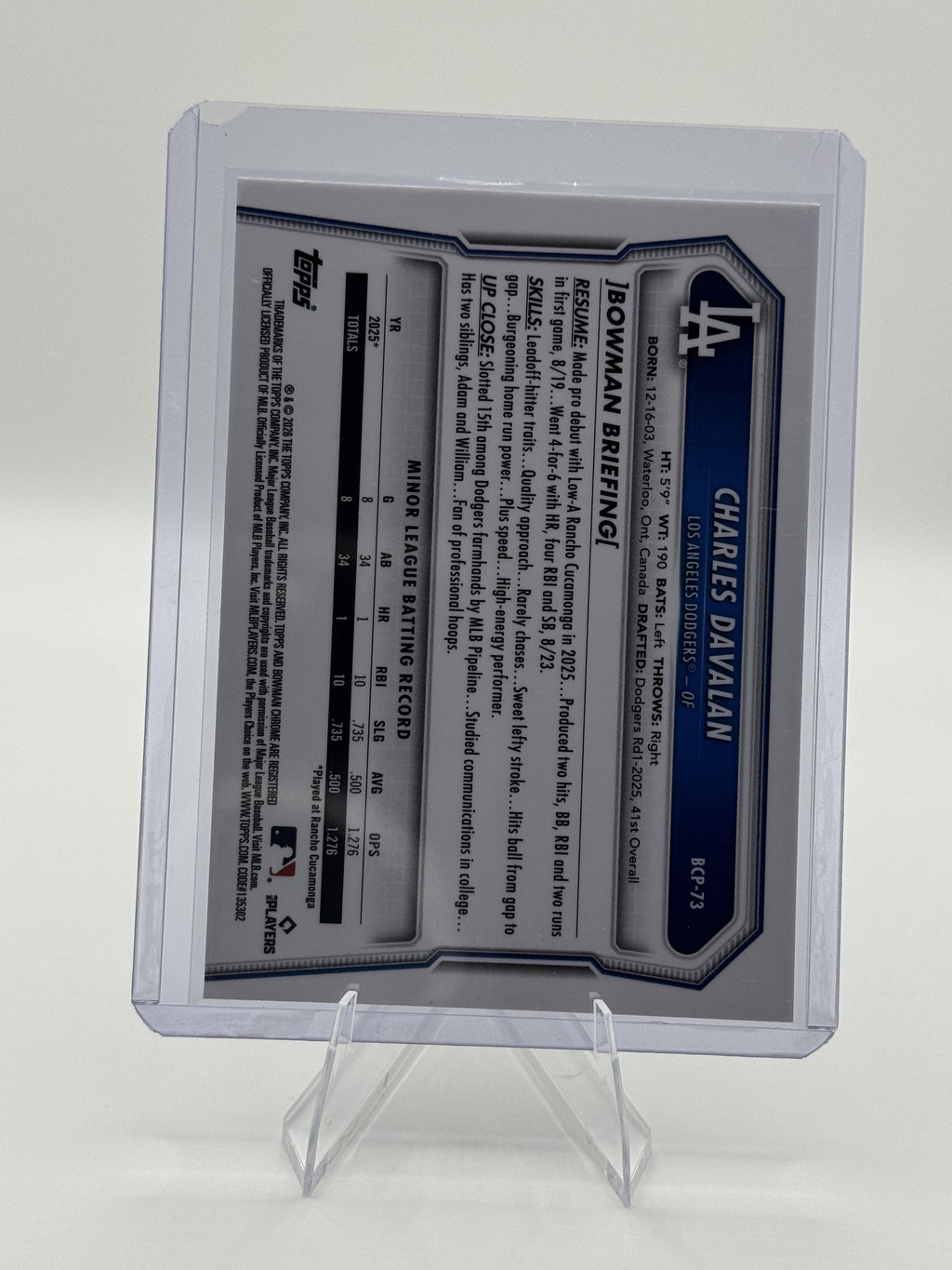 2026 Bowman #BCP-73 Charles Davalan Chrome