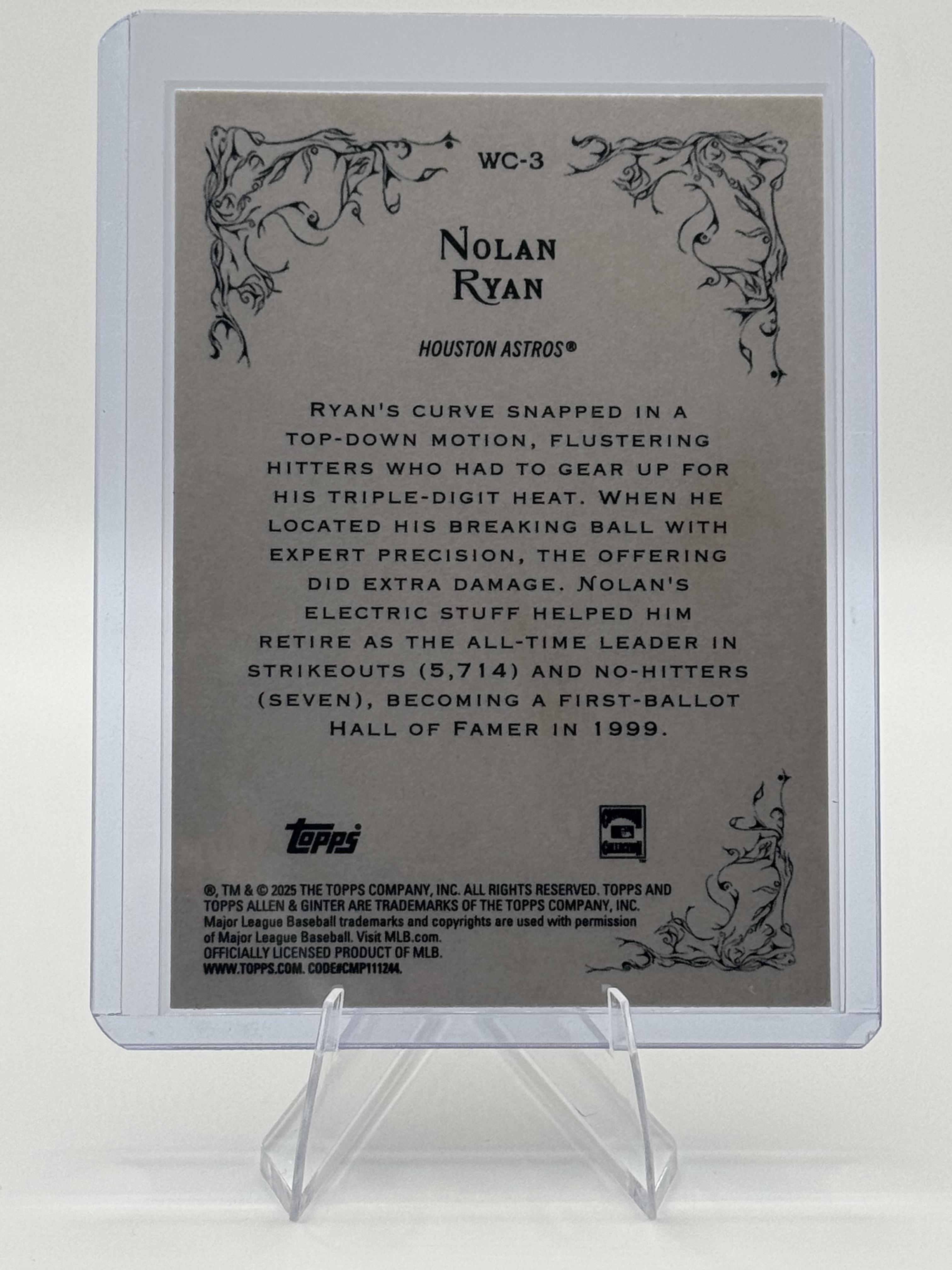 2025 Topps Allen & Ginter #WC-3 Nolan Ryan Wicked Curves