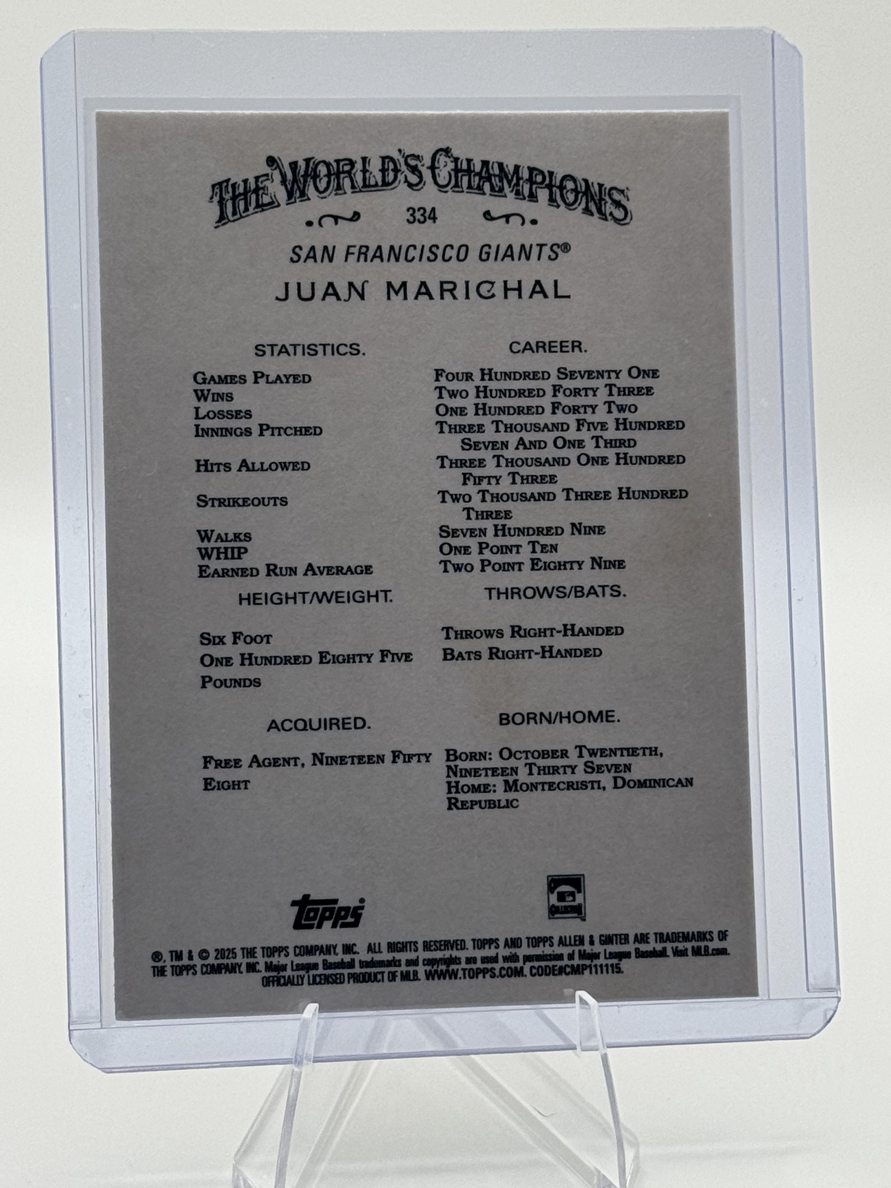 2025 Topps Allen & Ginter #334 Juan Marichal