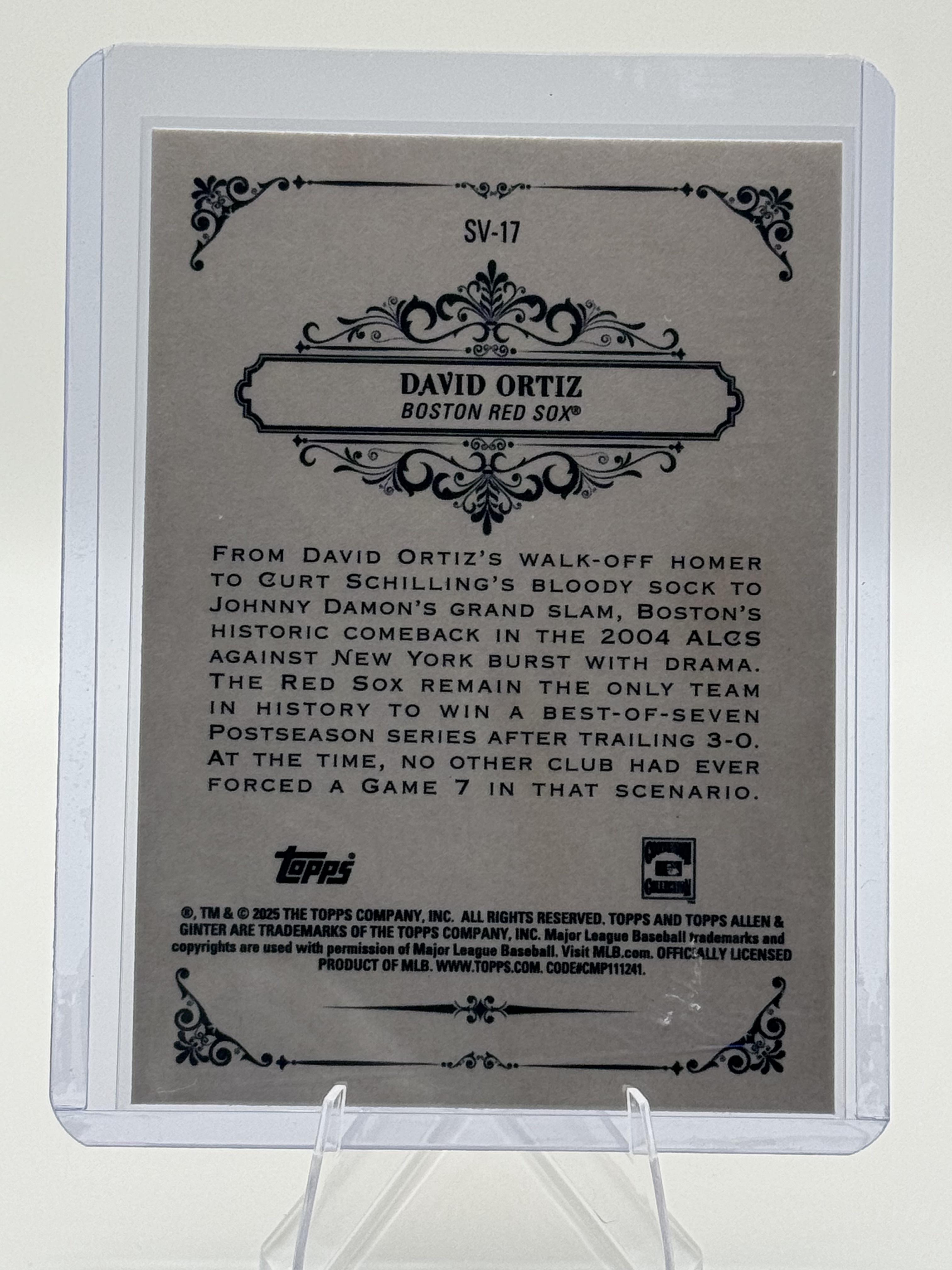 2025 Topps Allen & Ginter #SV-17 David Ortiz Sweet Victory