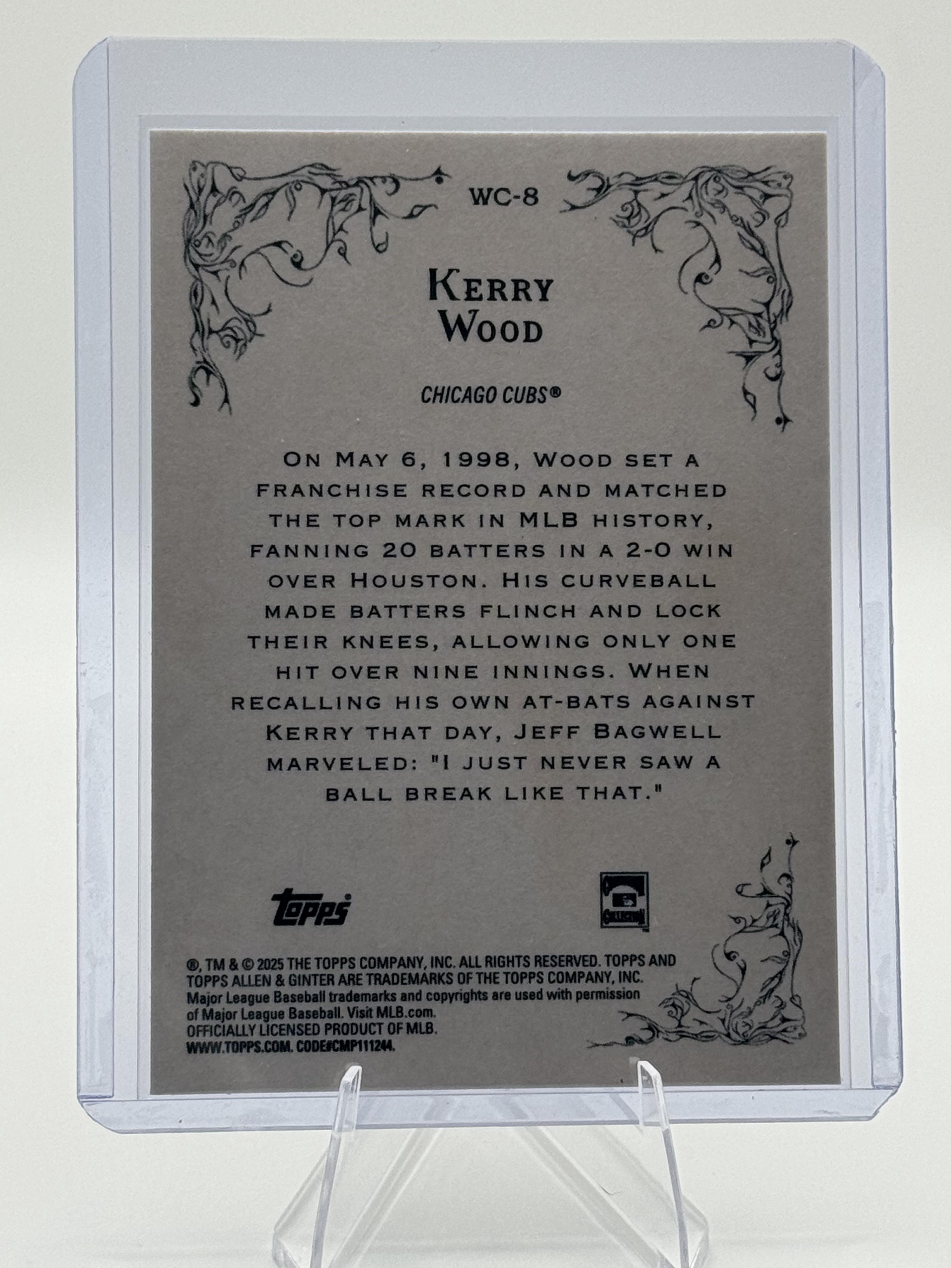 2025 Topps Allen & Ginter #WC-8 Kerry Wood Wicked Curves