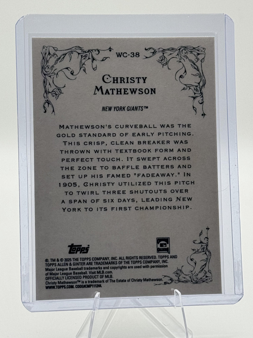 2025 Topps Allen & Ginter #WC-38 Christy Mathewson Wicked Curves