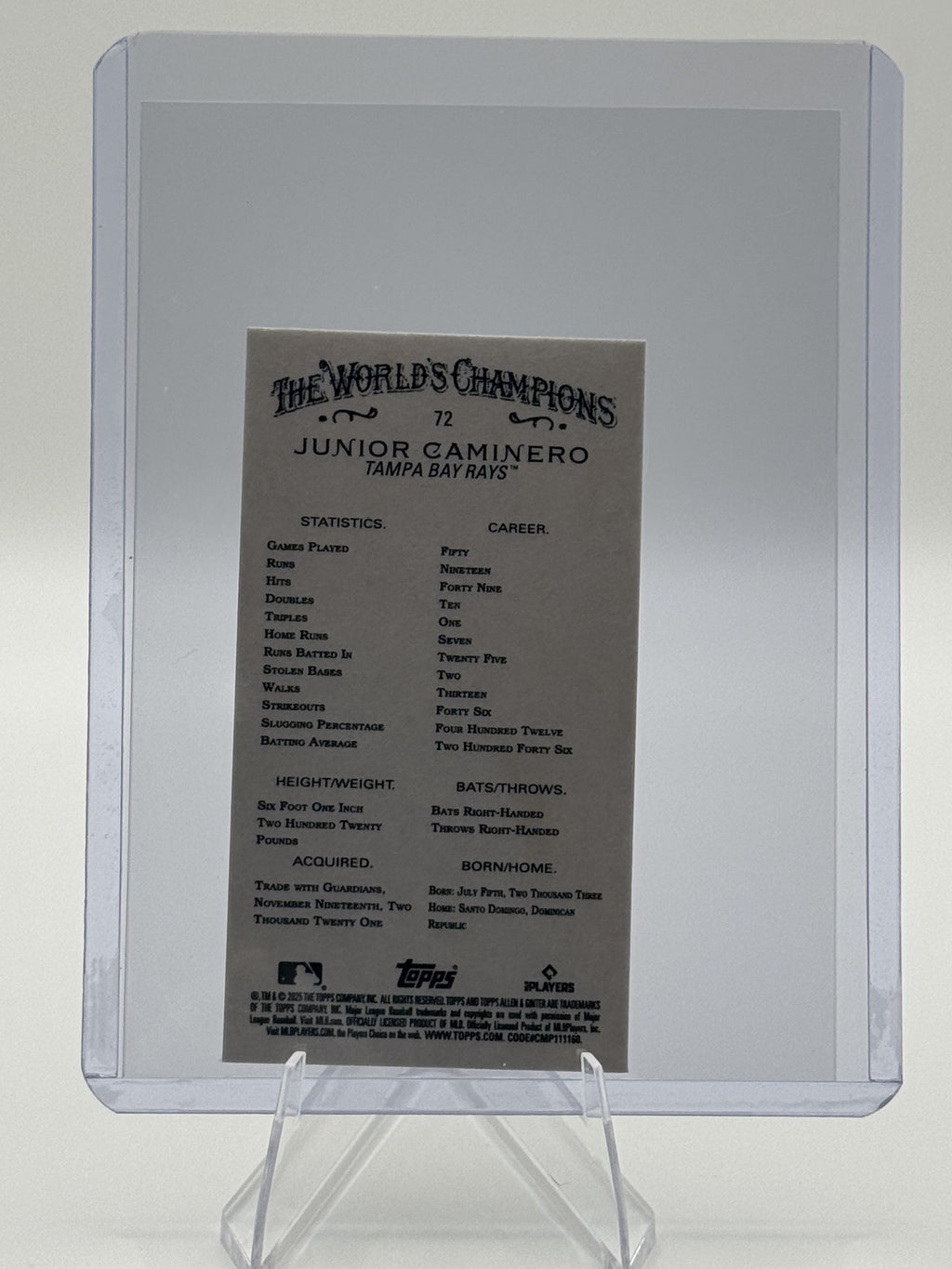 2025 Topps Allen & Ginter #72 Junior Caminero Mini