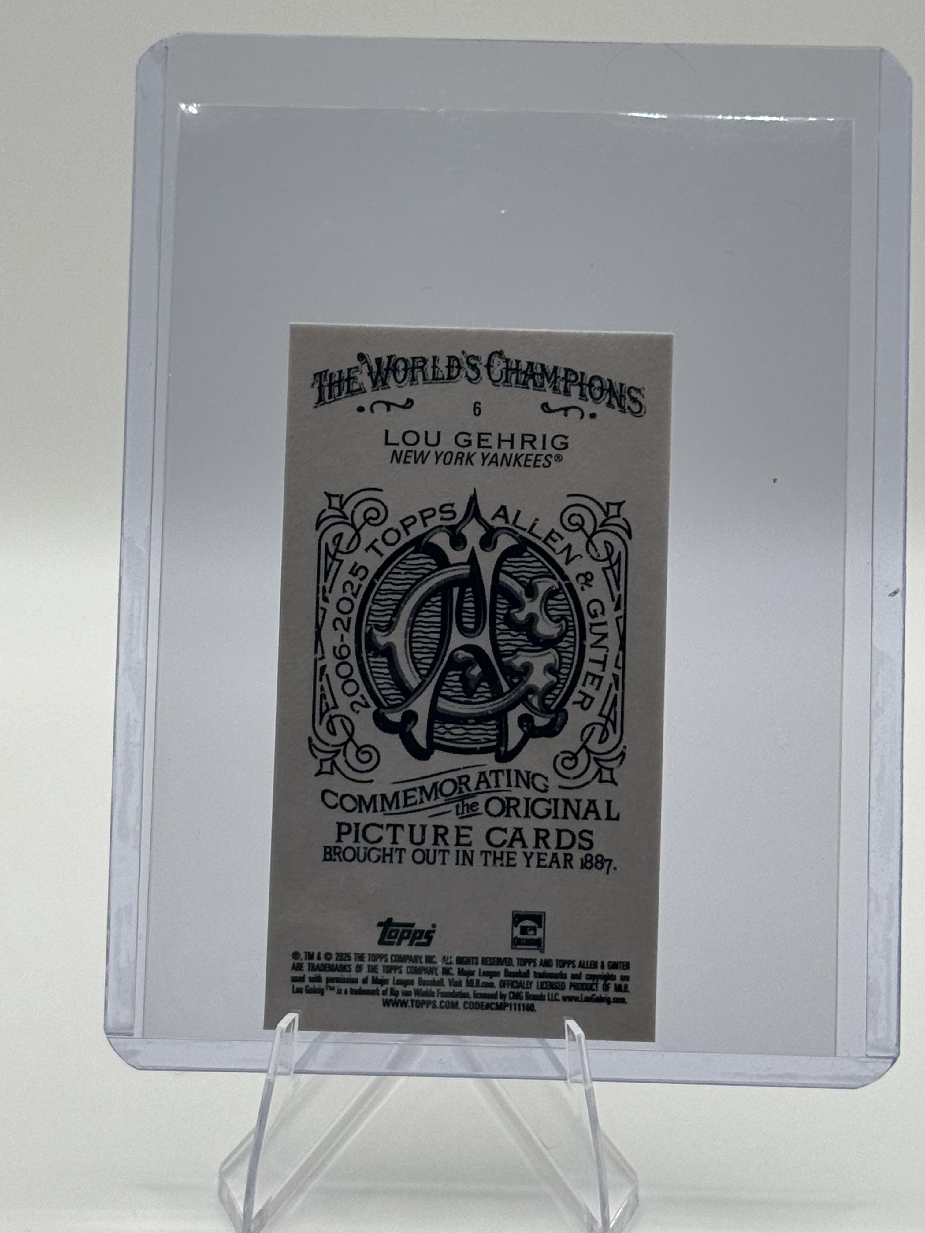 2025 Topps Allen & Ginter #6 Lou Gehrig Mini A & G Back