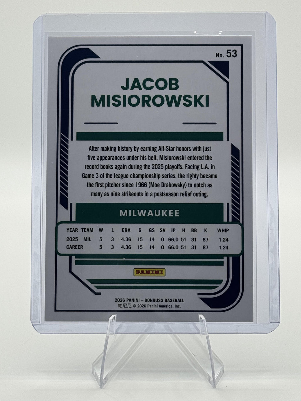 2026 Donruss #53 Jacob Misiorowski Holo
