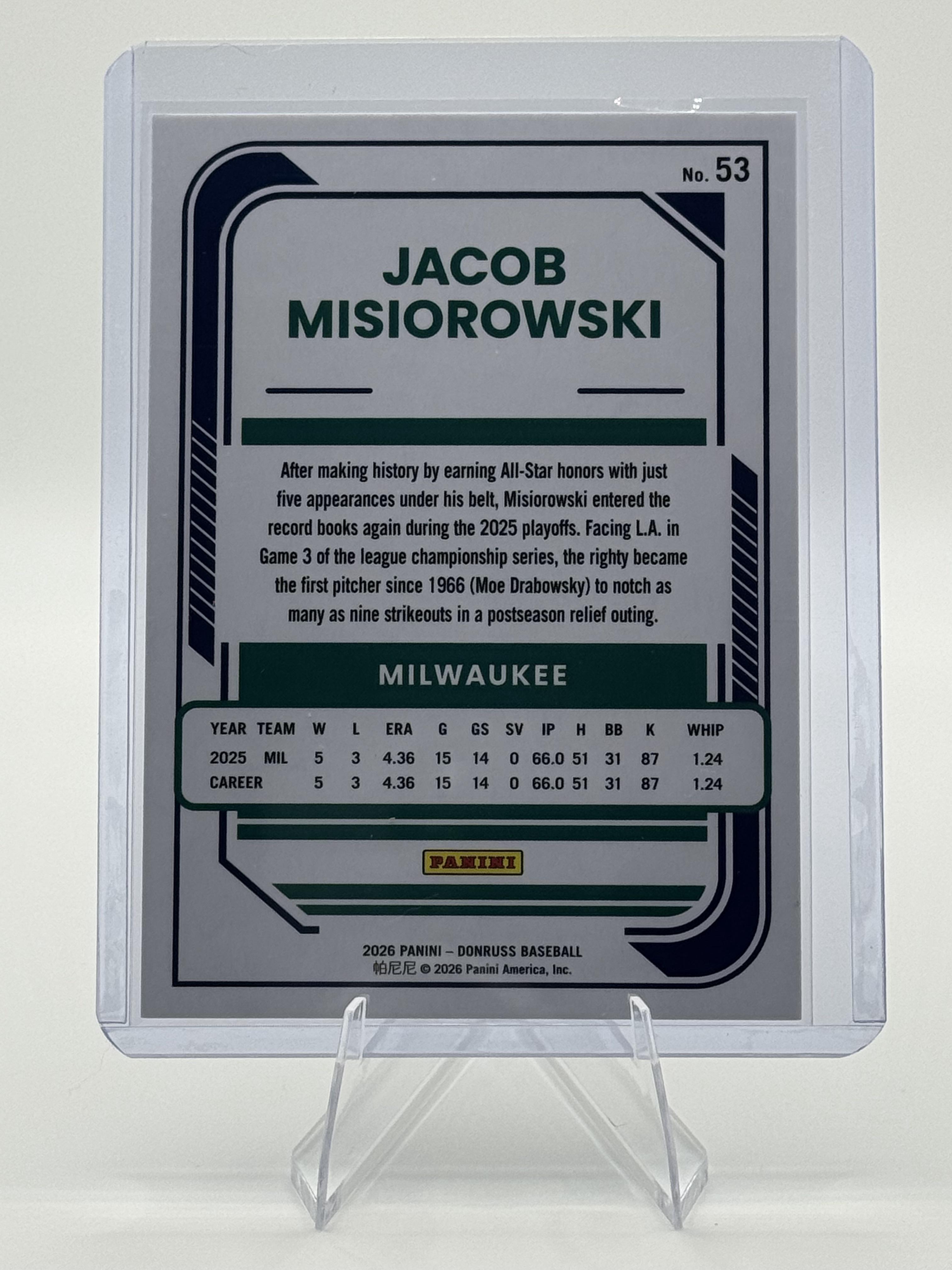 2026 Donruss #53 Jacob Misiorowski Holo