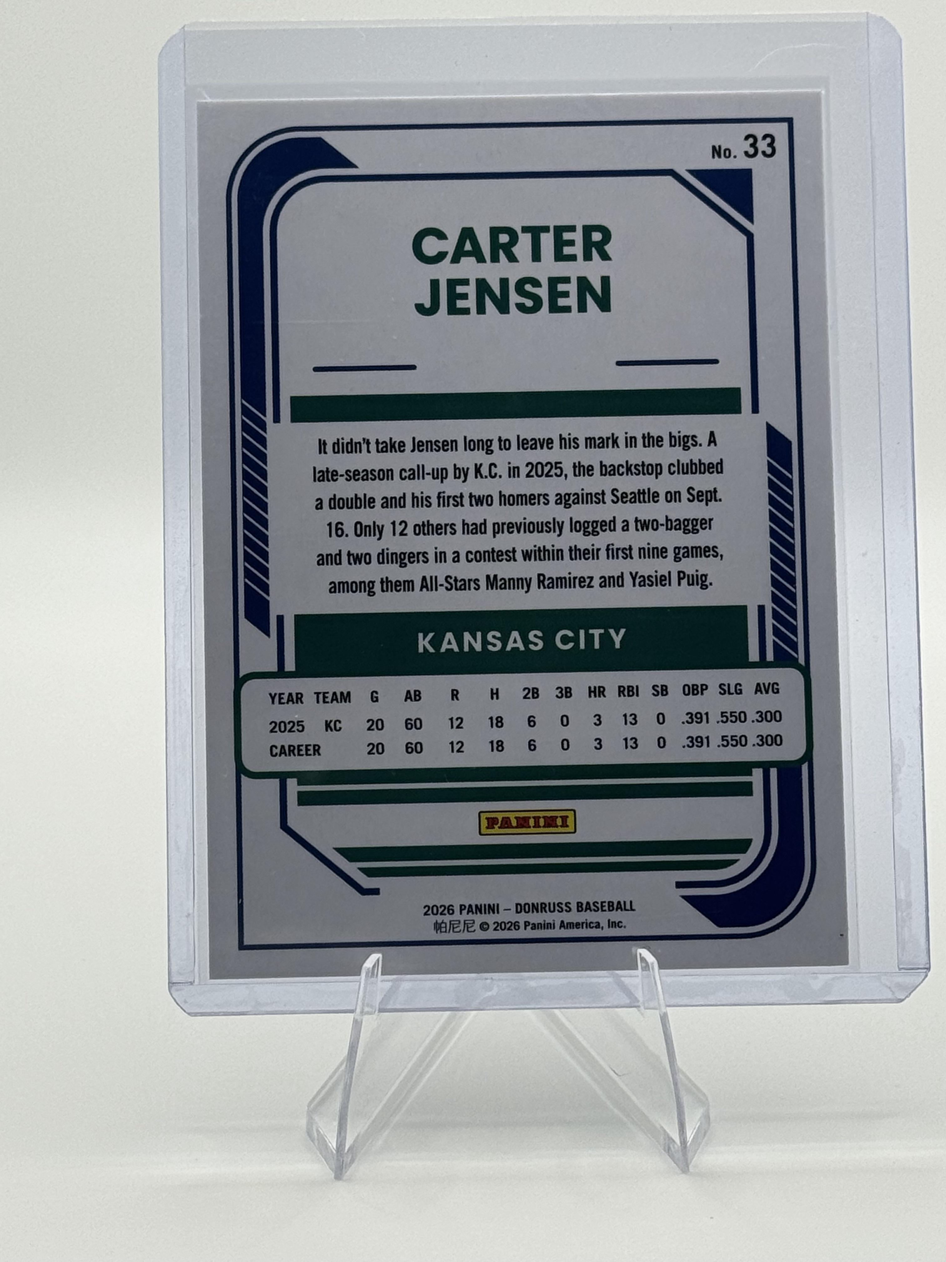 2026 Donruss #33 Carter Jensen Optic