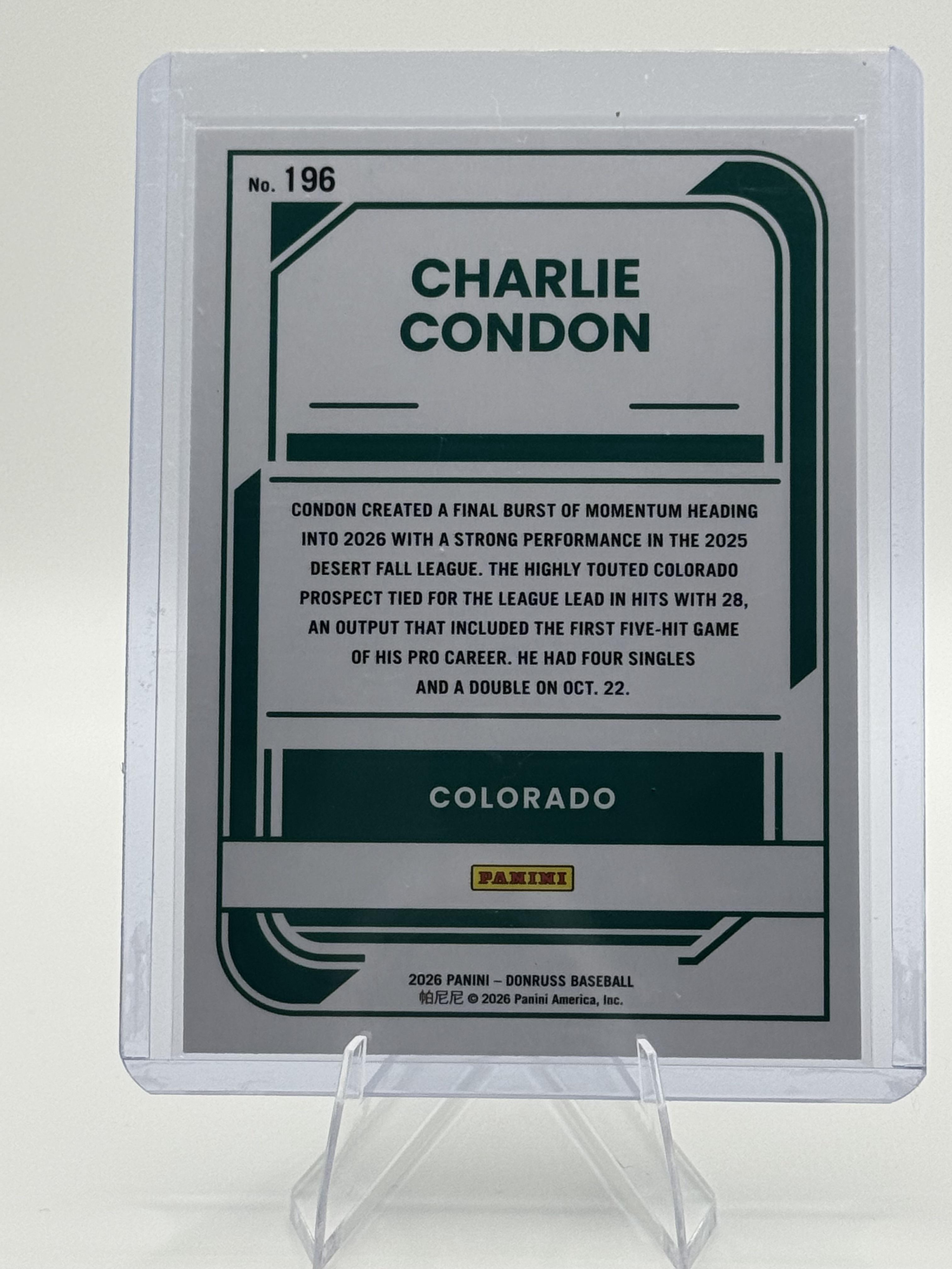 2026 Donruss #196 Charlie Condon