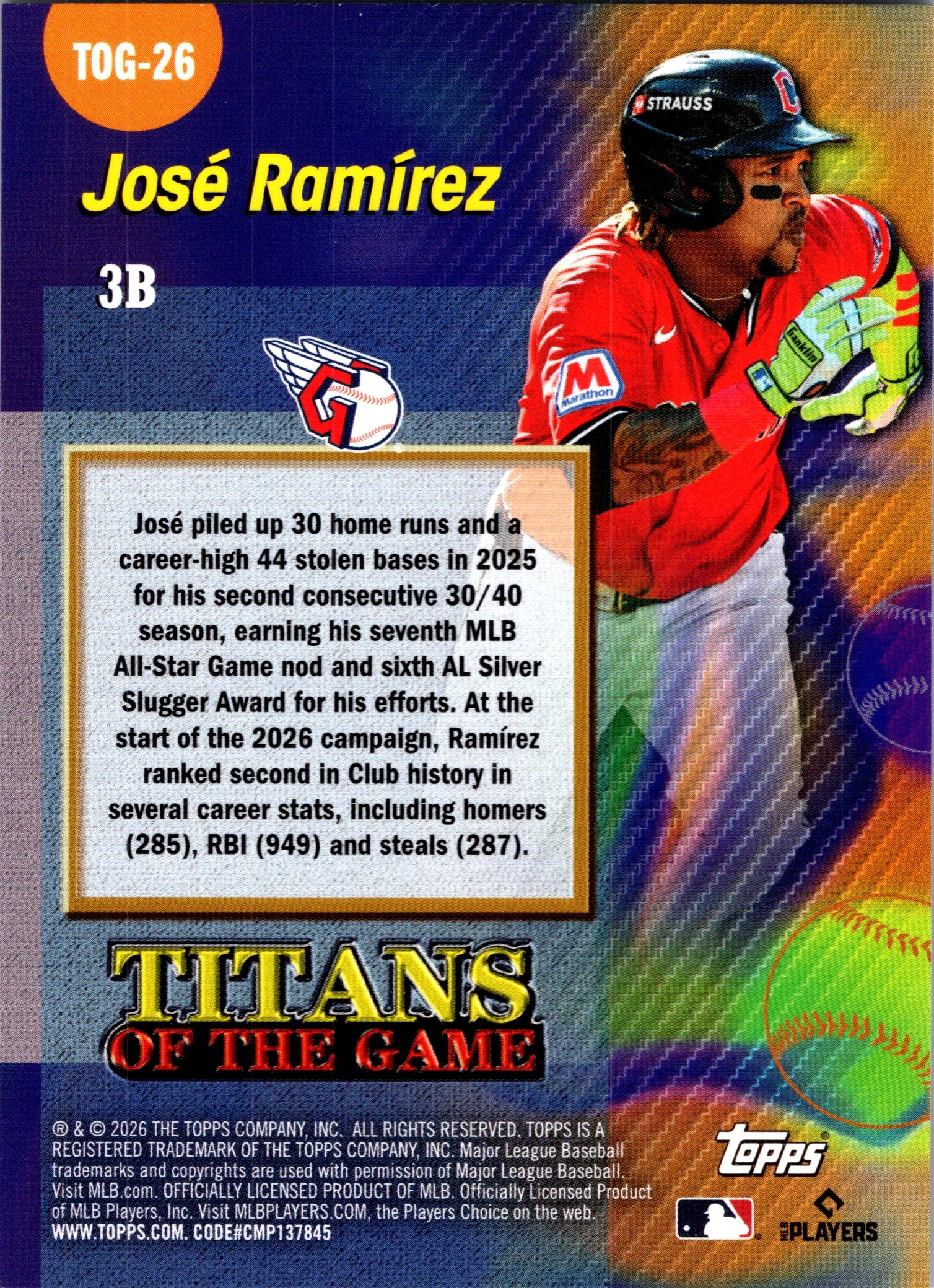 2026 Topps José Ramírez #TOG-26 Titans of the Game Cleveland Guardians NM
