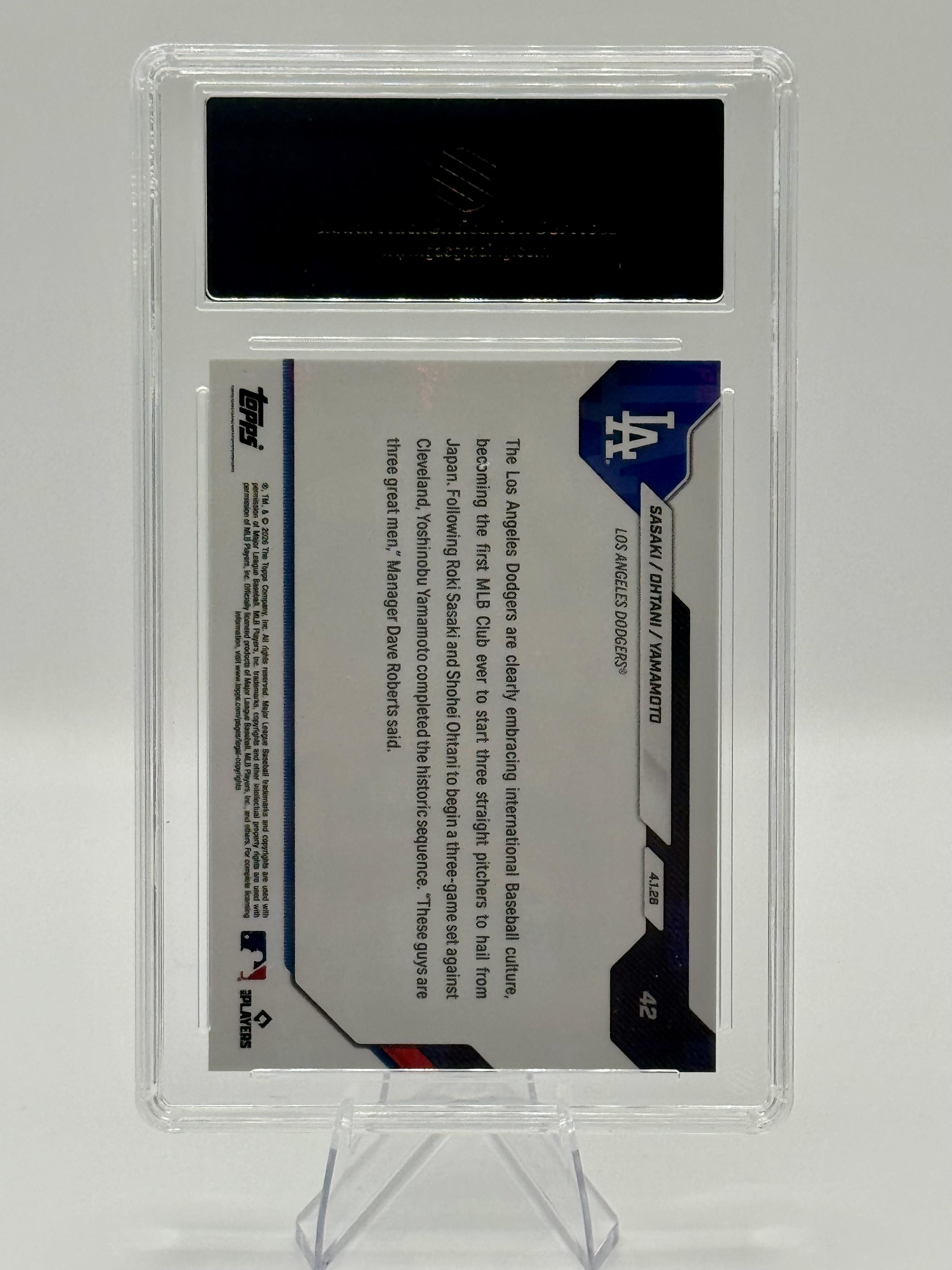 2026 Topps Now Sasaki / Ohtani / Yamamoto #42 GEM MINT 10 Los Angeles Dodgers