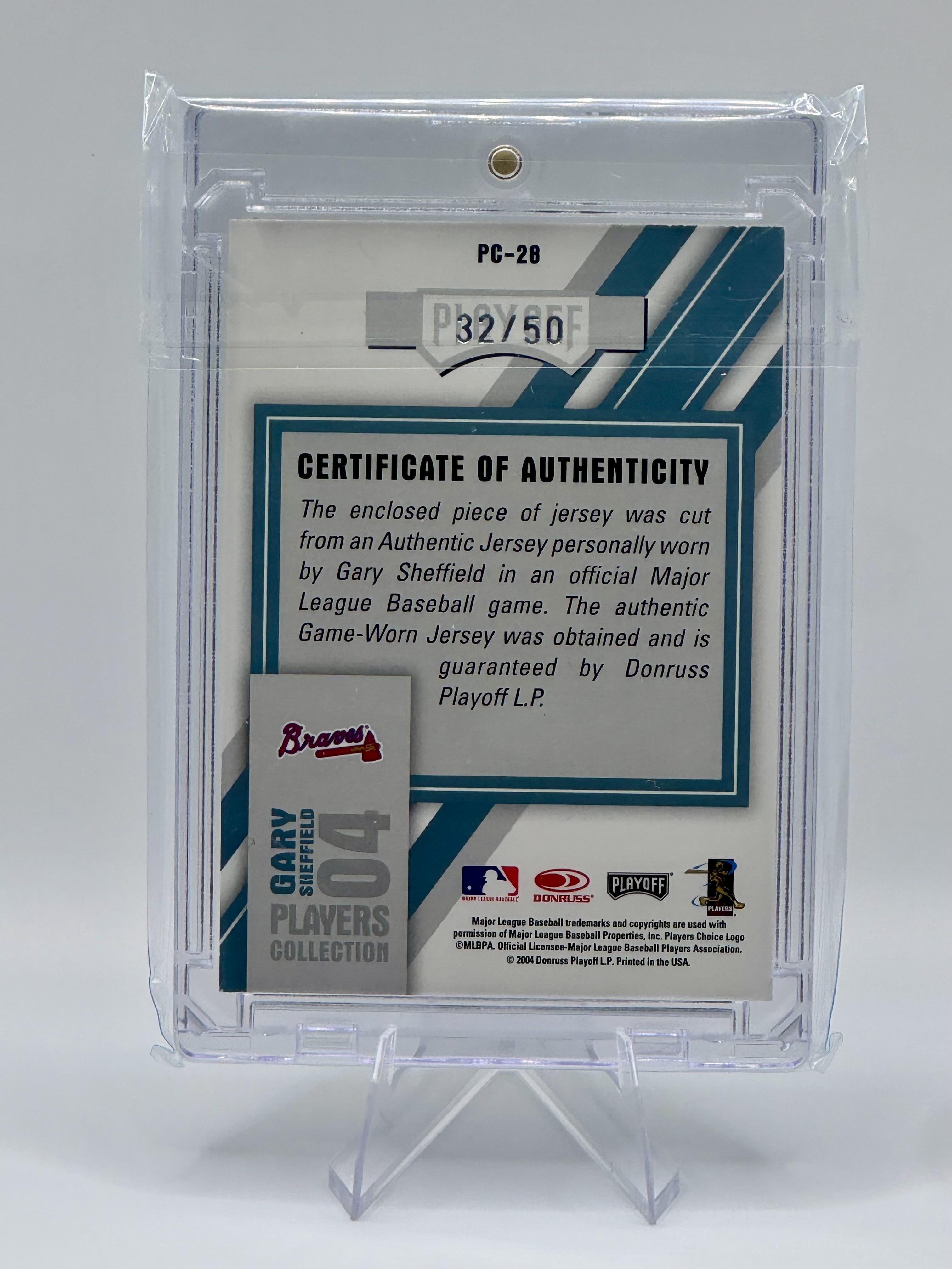 2004 Playoff Honors Gary Sheffield #PC-14 SN, Memorabilia MEM: Jersey; Near Mint
