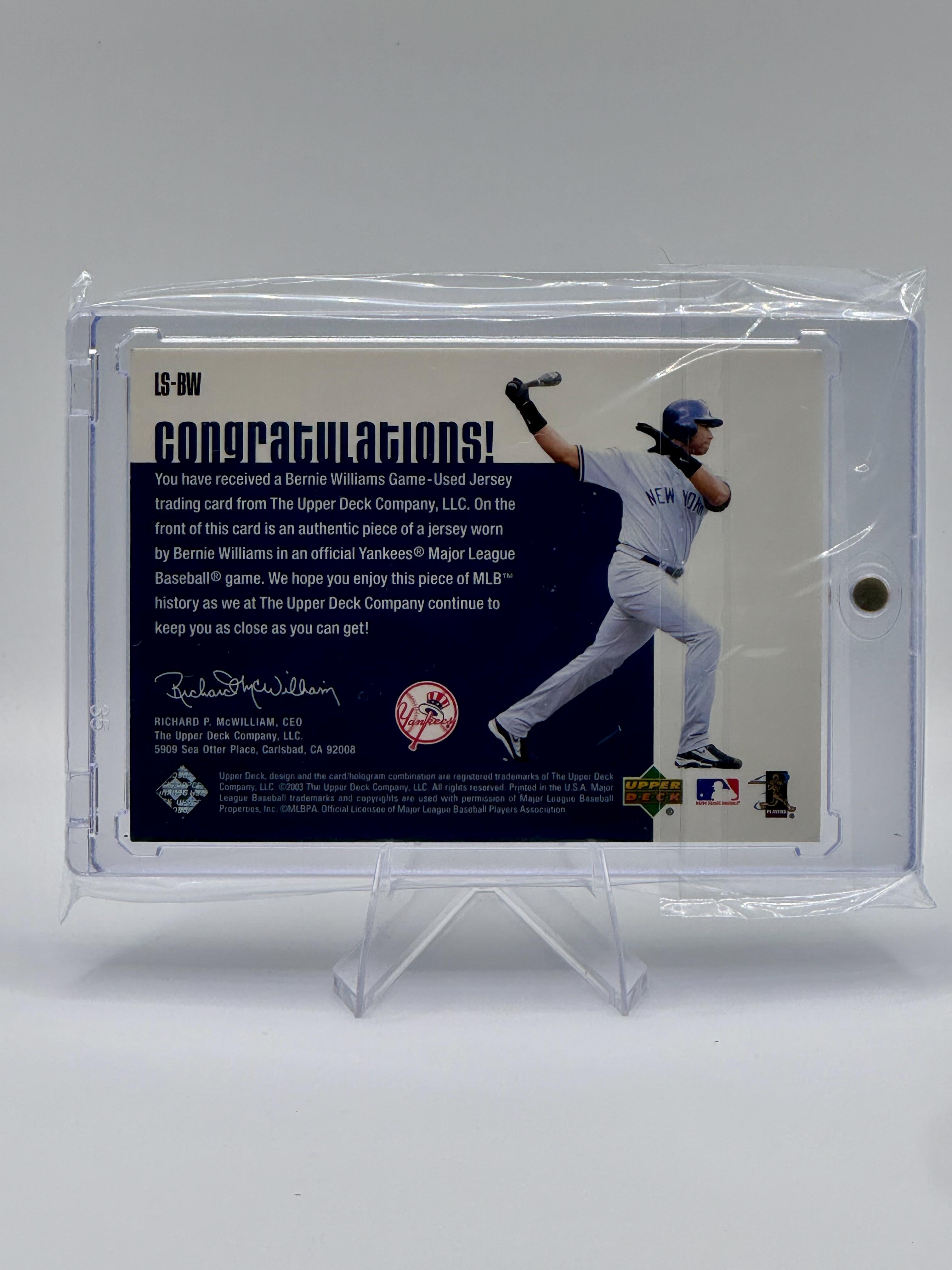 2003 Upper Deck Bernie Williams #LS-BW Memorabilia 333 AVG; Near Minter