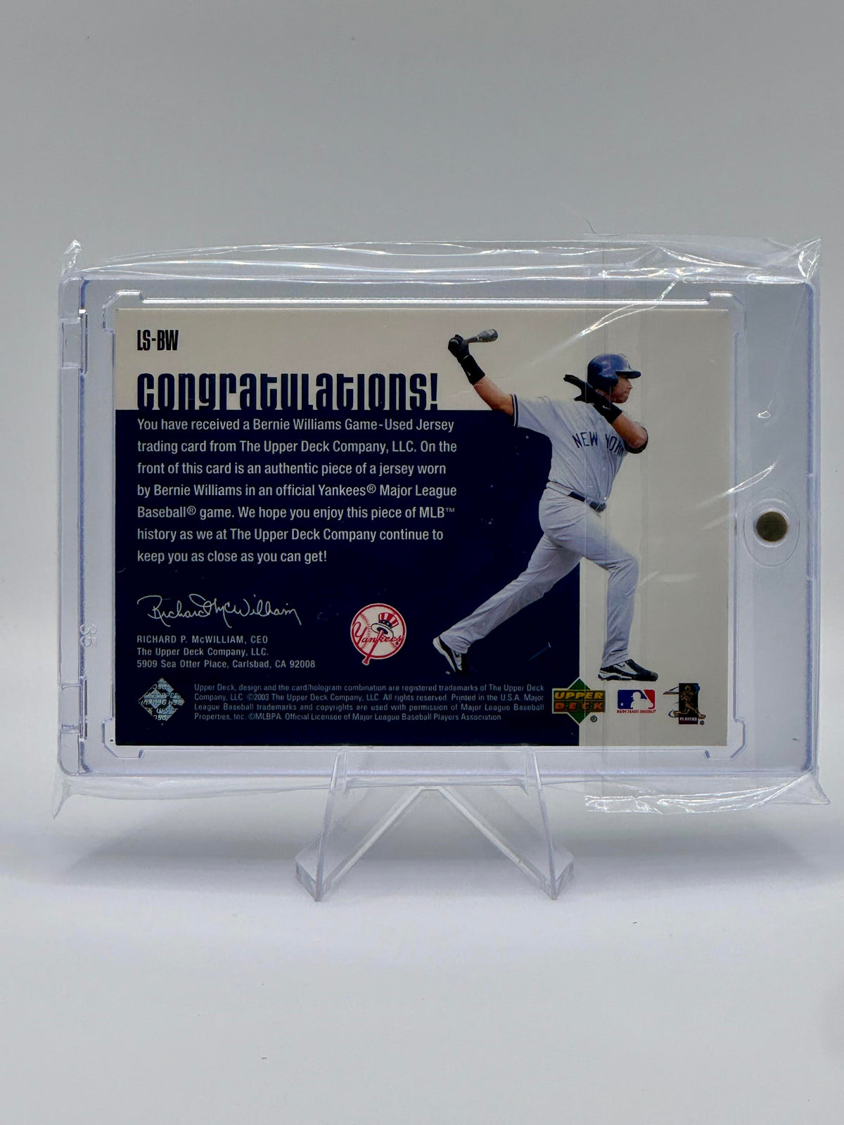 2003 Upper Deck Bernie Williams #LS-BW Memorabilia 333 AVG; Near Minter
