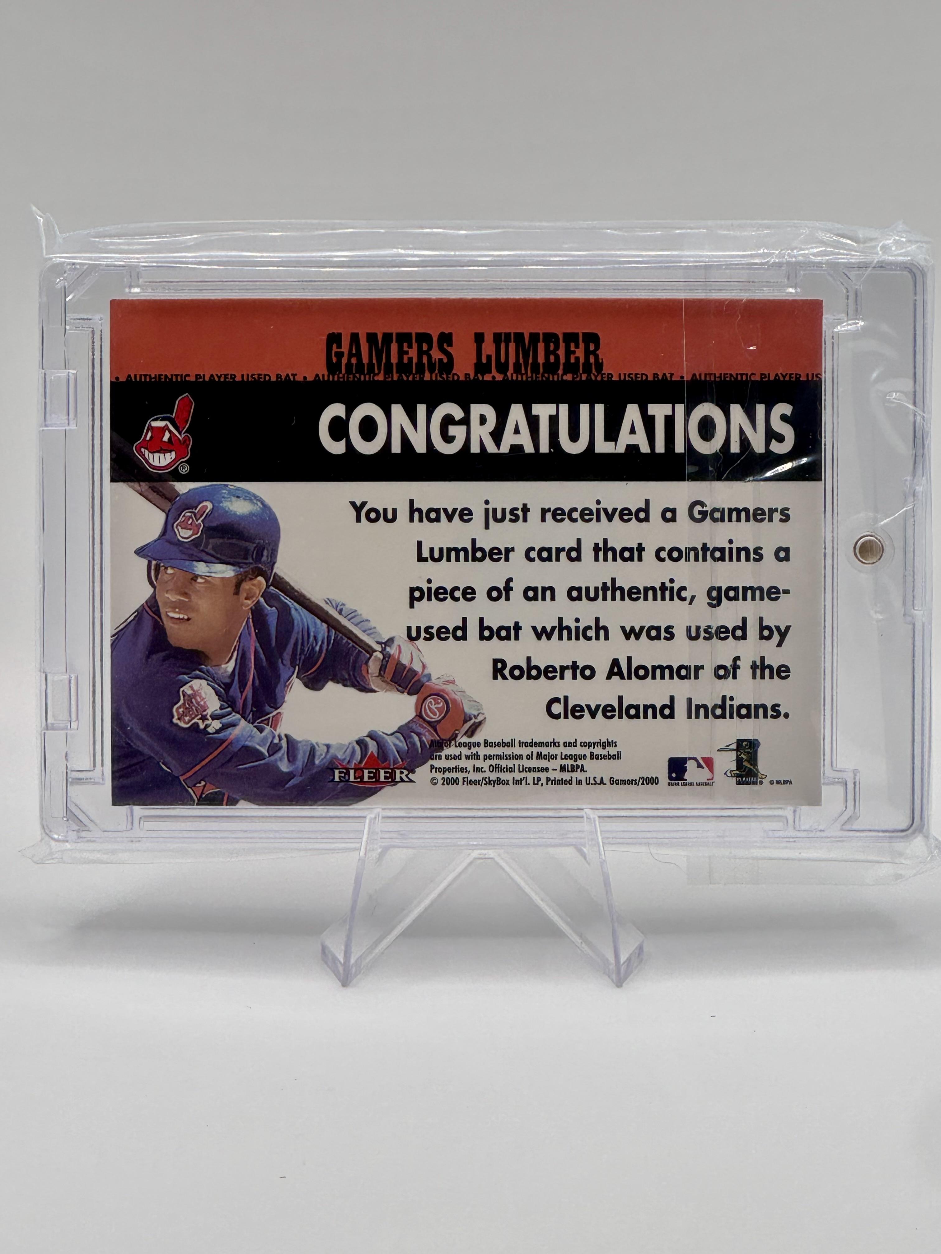 2000 Fleer Gamers Roberto Alomar #NNO Lumber Cleveland Indians Memorabilia NM