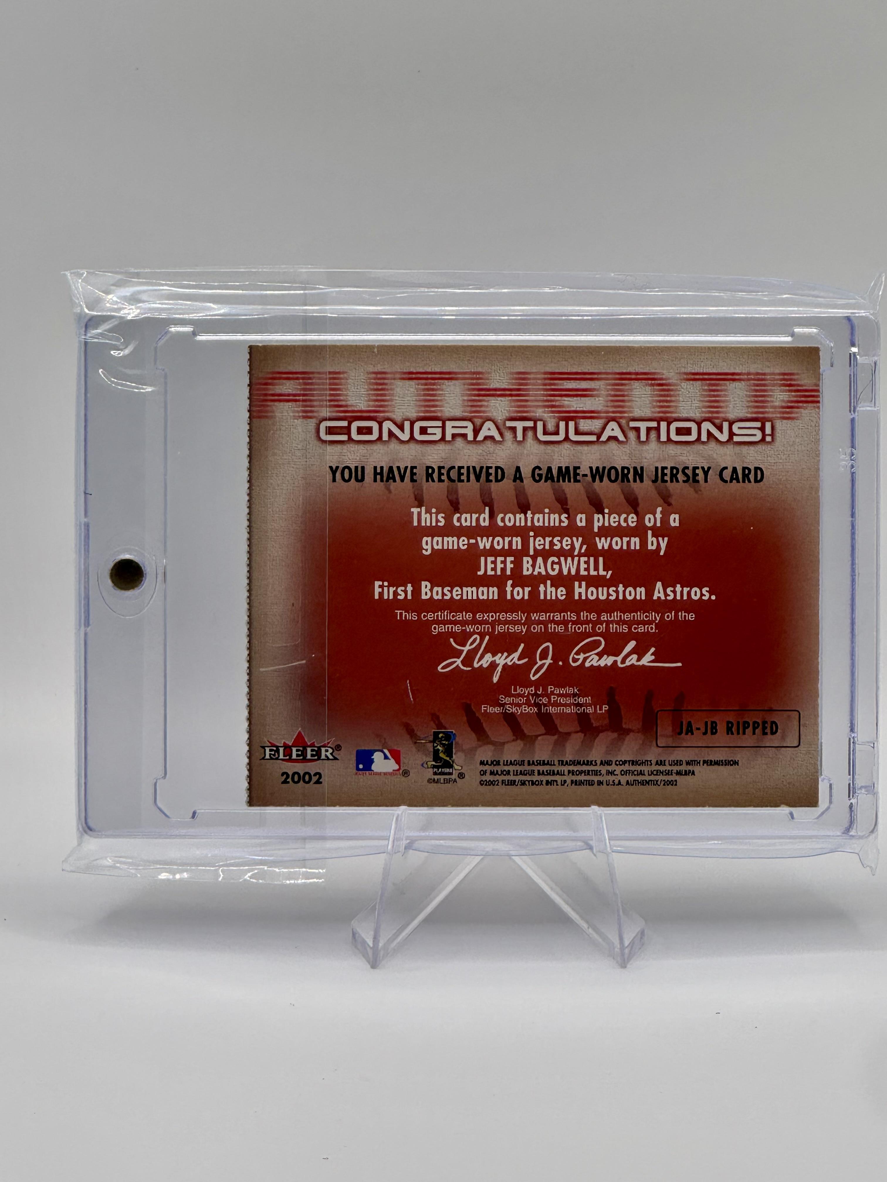 2002 Fleer Authentix Jeff Bagwell #JA-JB Jersey AuthenTIX Relic Astros NM