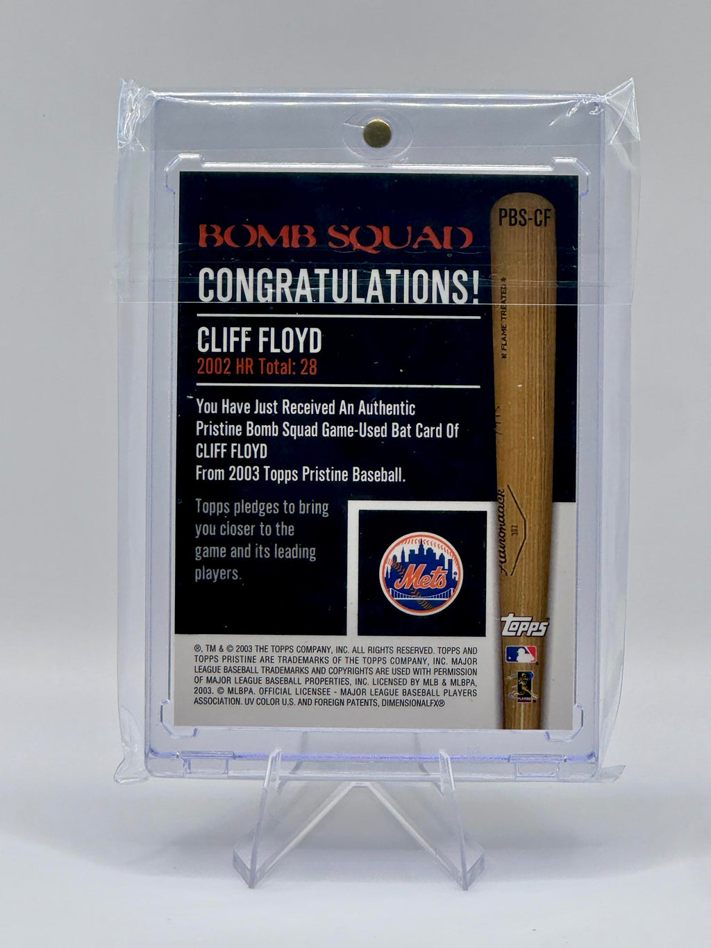 2003 Topps Pristine Cliff Floyd #PBS-CF Memorabilia MEM: Bat; Near Mint