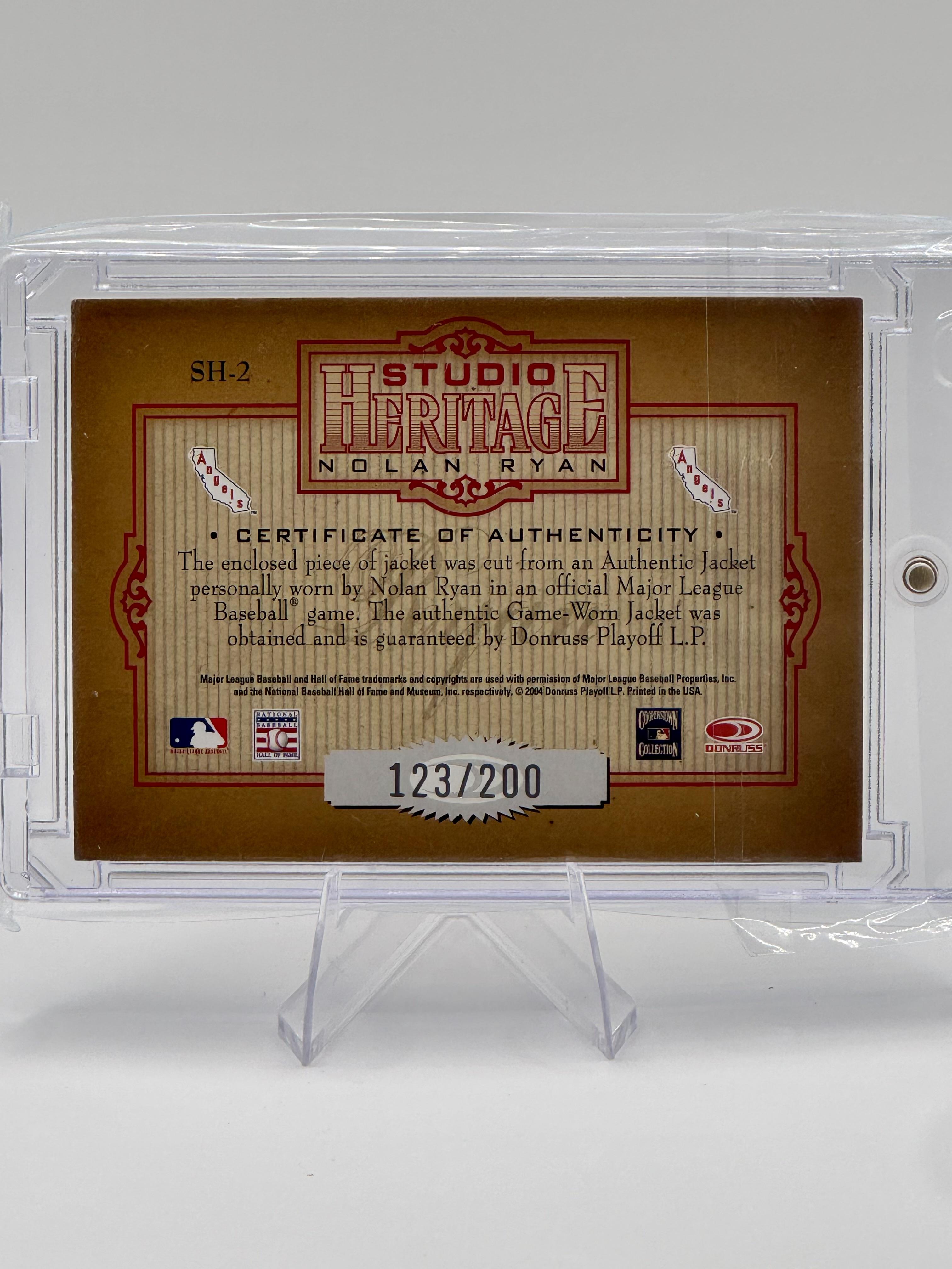 2004 Donruss Studio Nolan Ryan #SH-2 Heritage Jacket Relic Angels 123/200 NM