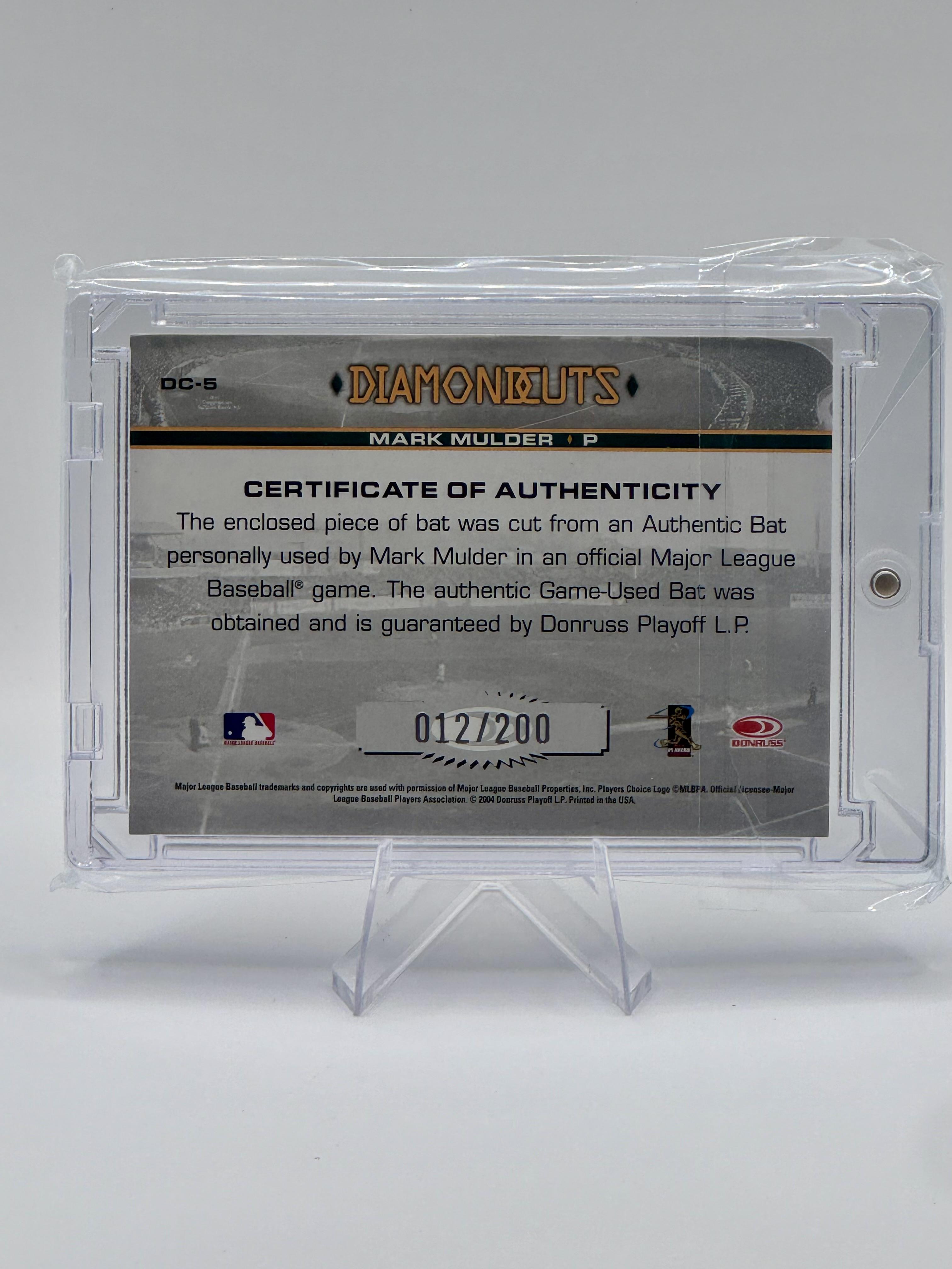 2004 Donruss Studio Mark Mulder #DC-5 Bat Relic Oakland Athletics NM