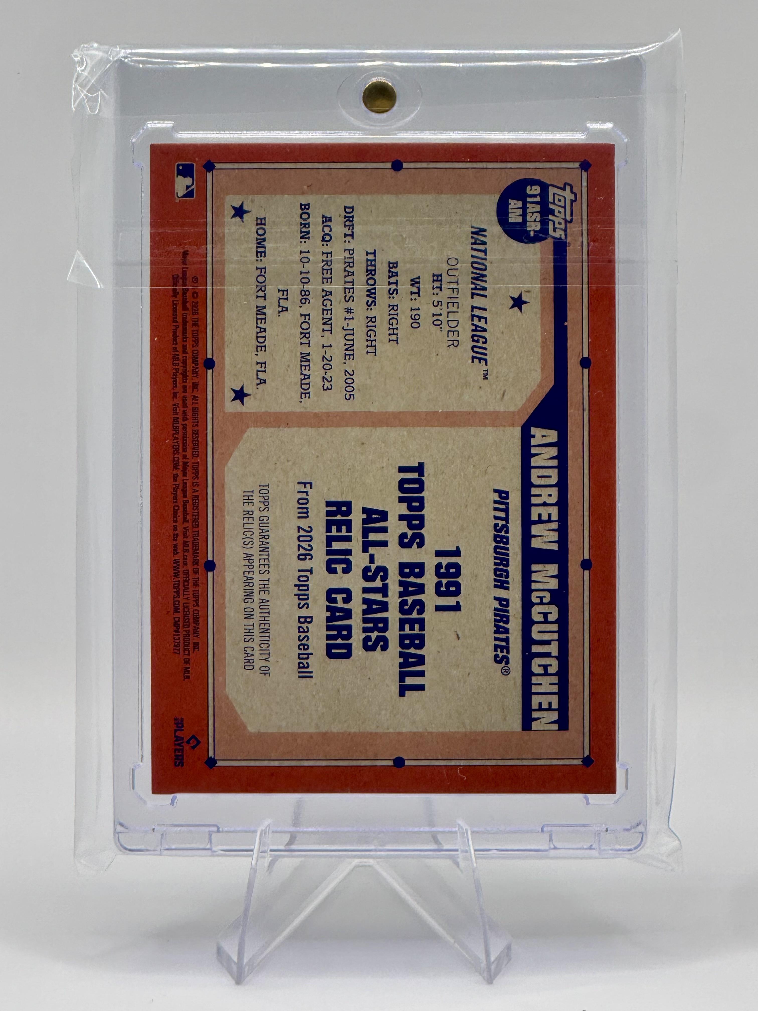 2026 Topps Andrew McCutchen #91ASR-AM 1991 All Star Relic Pittsburgh Pirates NM