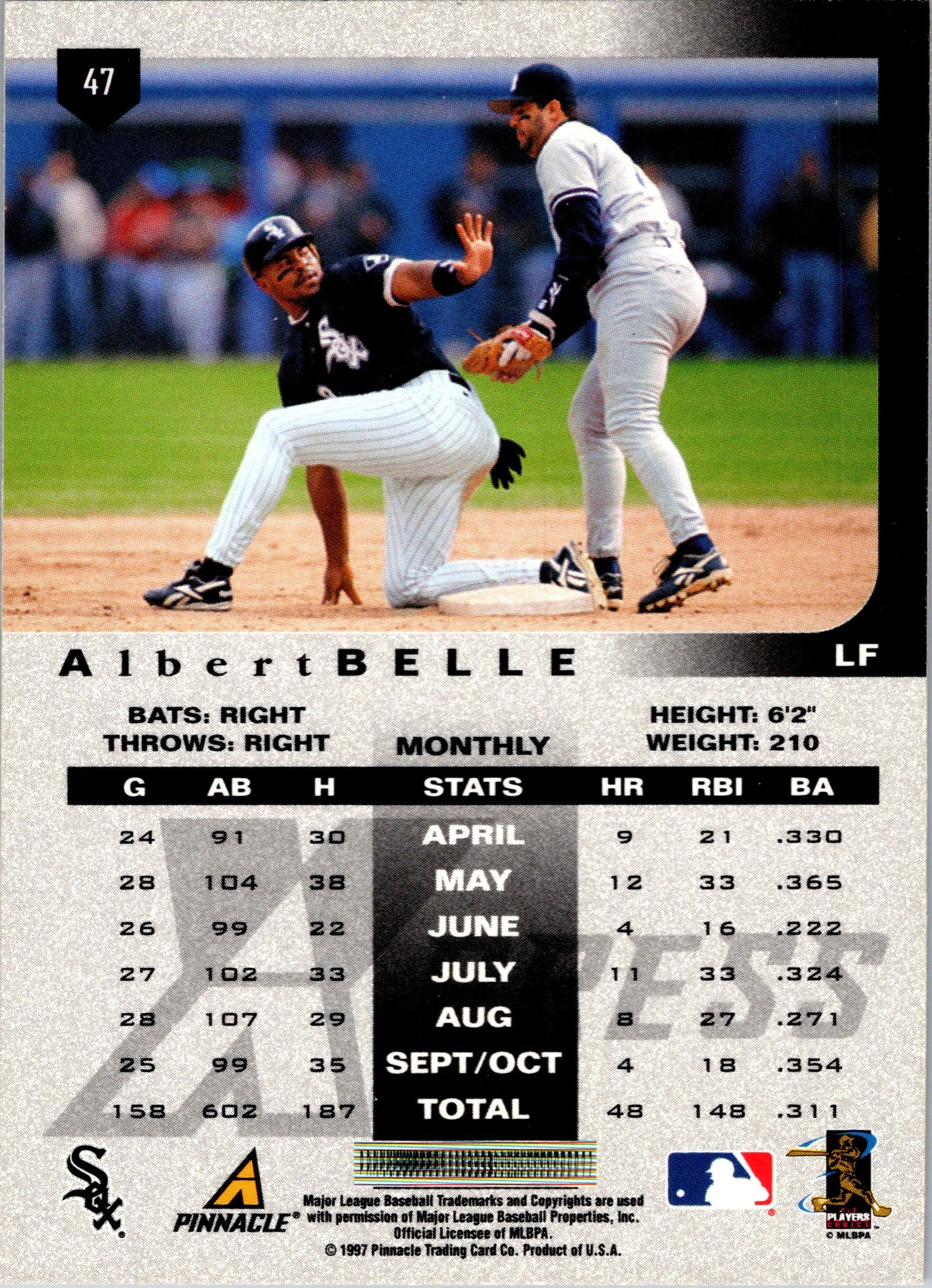 1997 Pinnacle X-Press Albert Belle #47 Chicago White Sox Excellent
