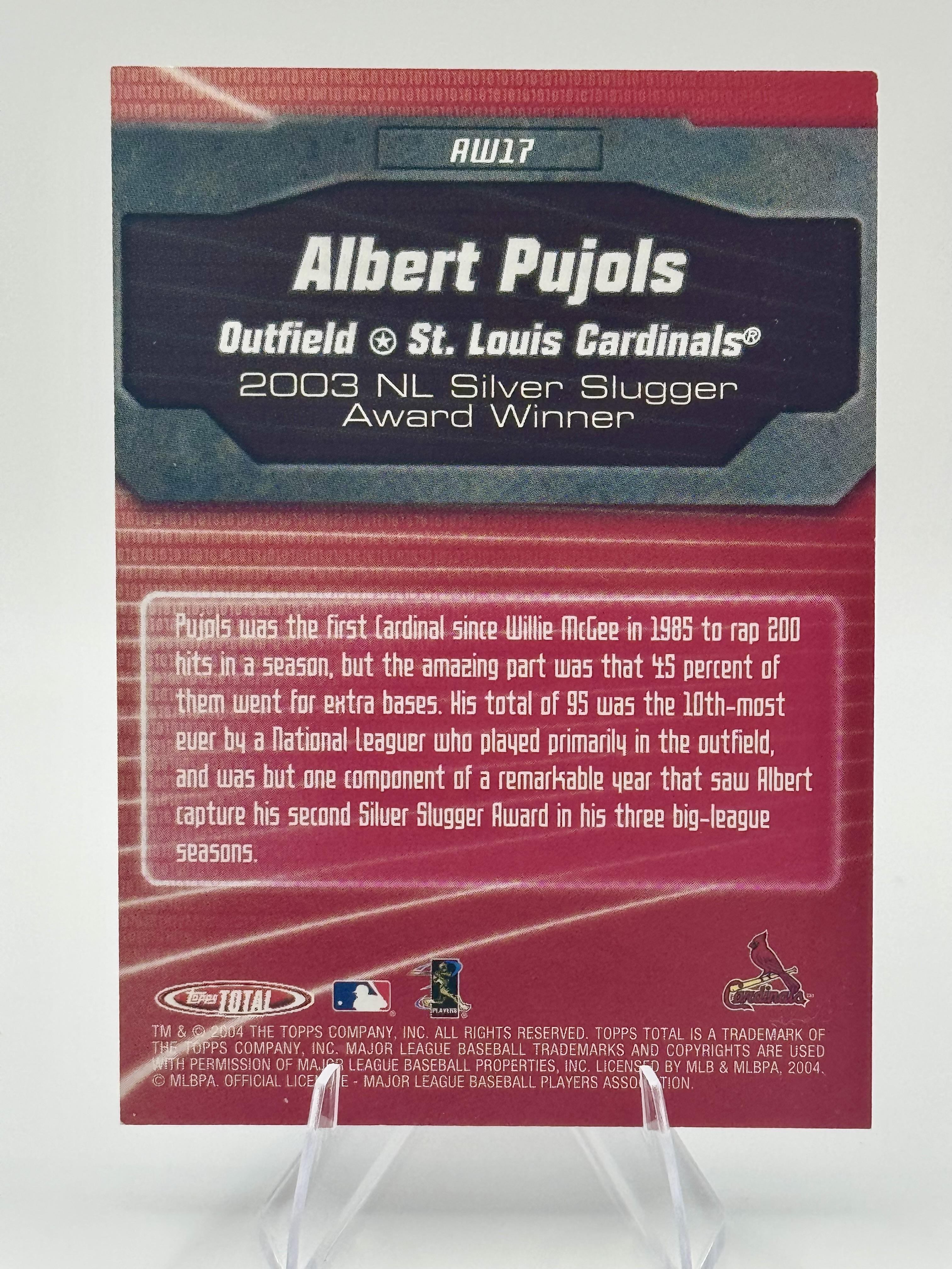 2004 Topps Total Albert Pujols #AW17 Total Award Winners Cardinals Vintage EX