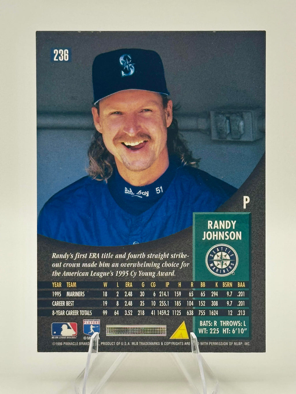 1996 Pinnacle Randy Johnson #236 Seattle Mariners Excellent