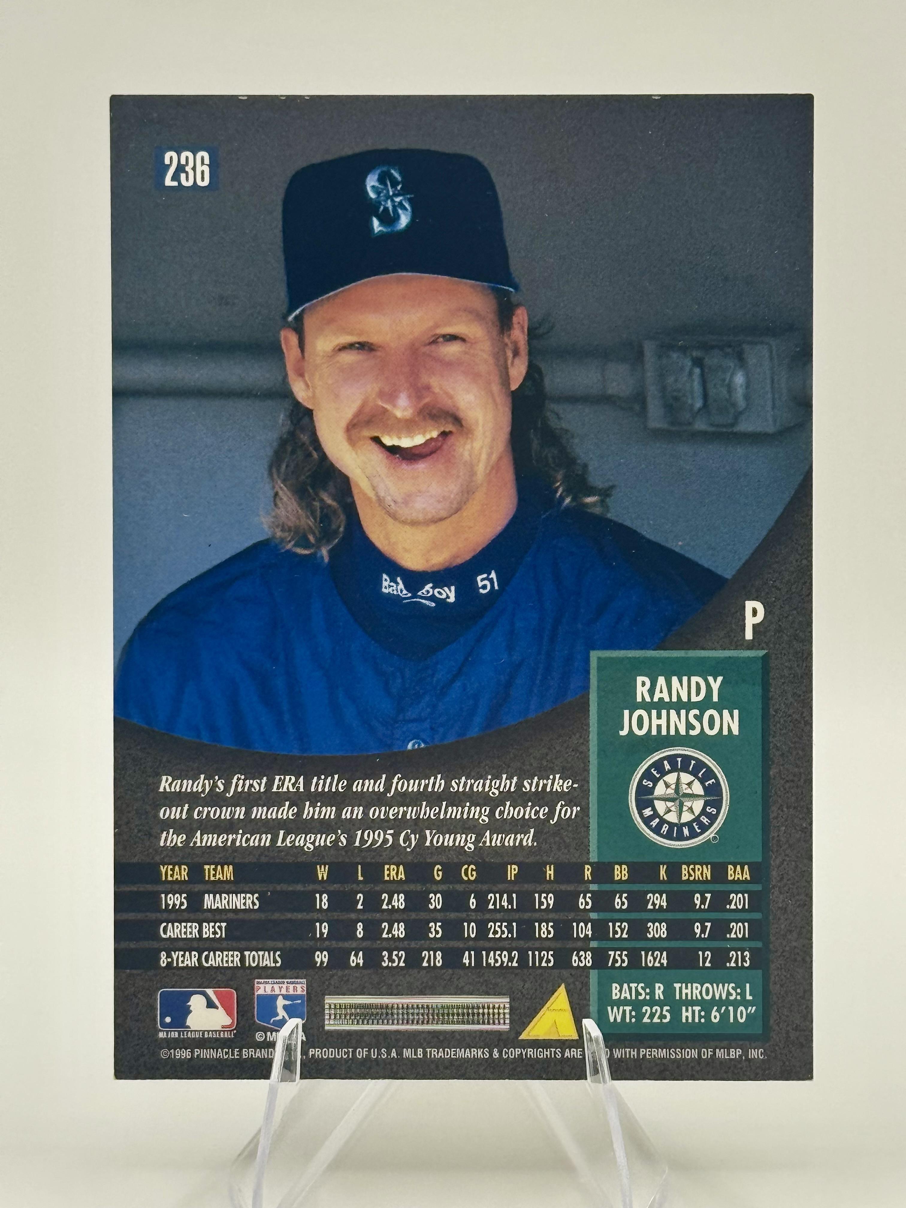 1996 Pinnacle Randy Johnson #236 Seattle Mariners Excellent
