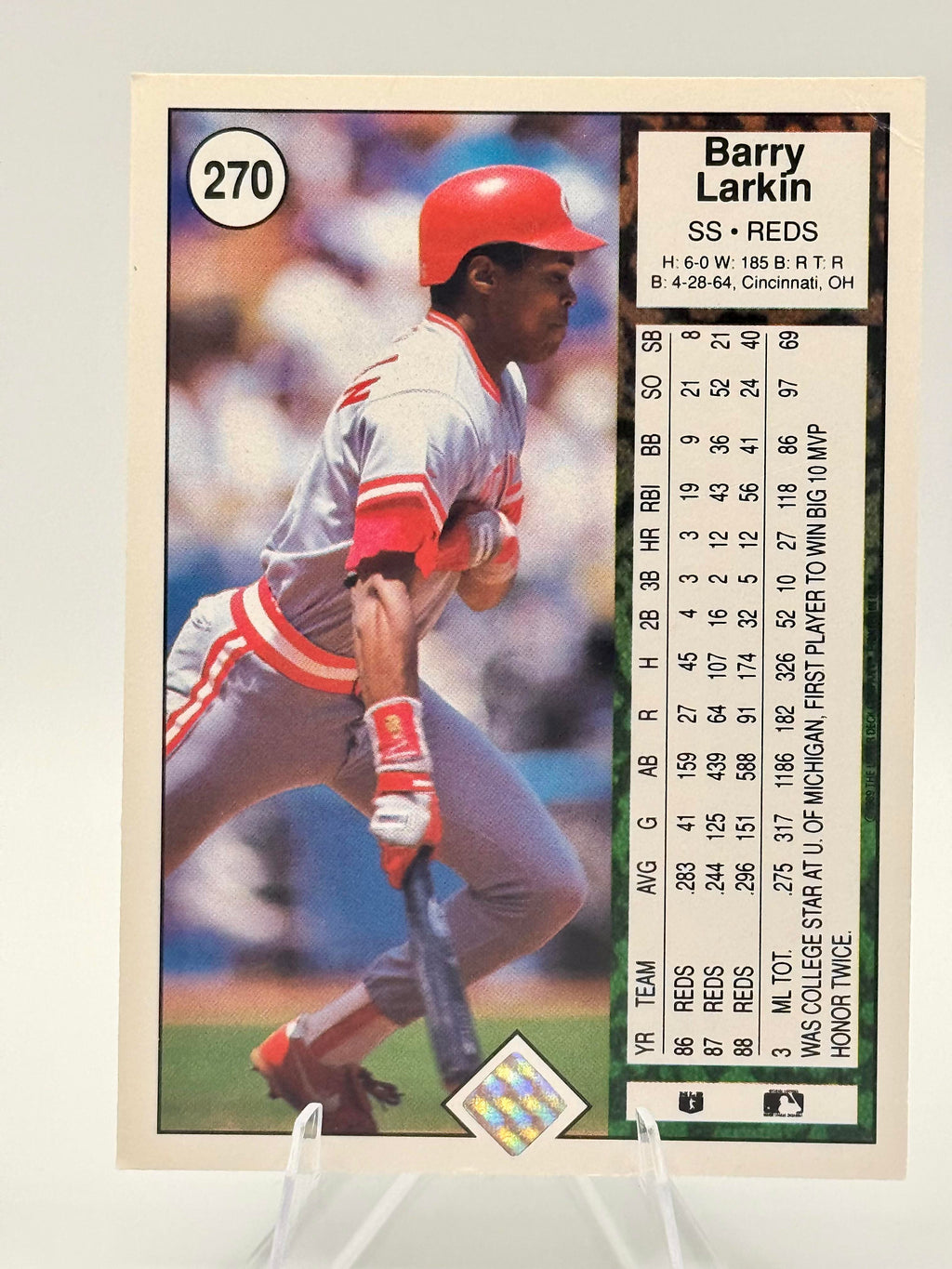 1989 Upper Deck Barry Larkin #270 Cincinnati Reds Excellent