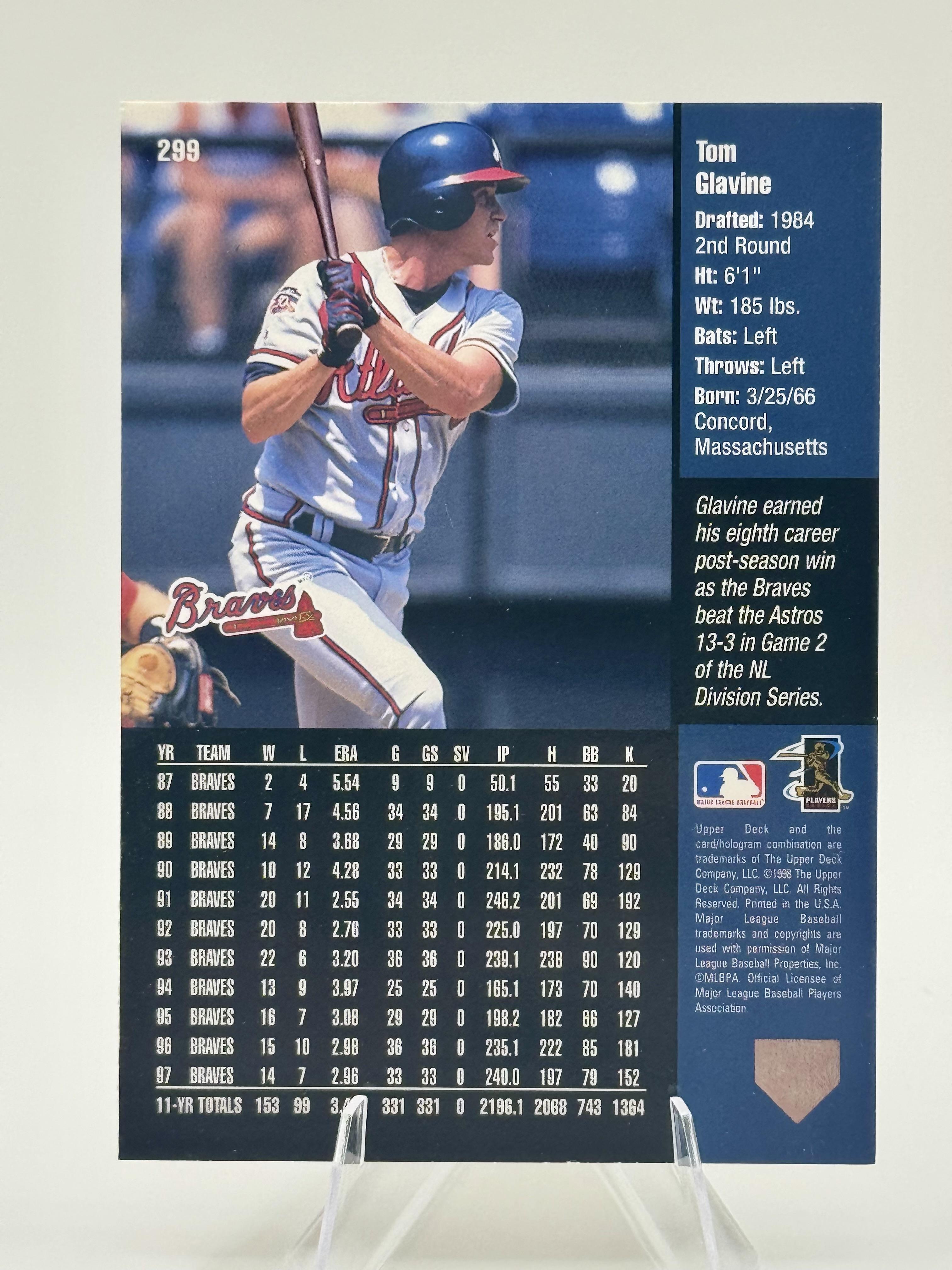 1998 Upper Deck Tom Glavine #299 Atlanta Braves Excellent