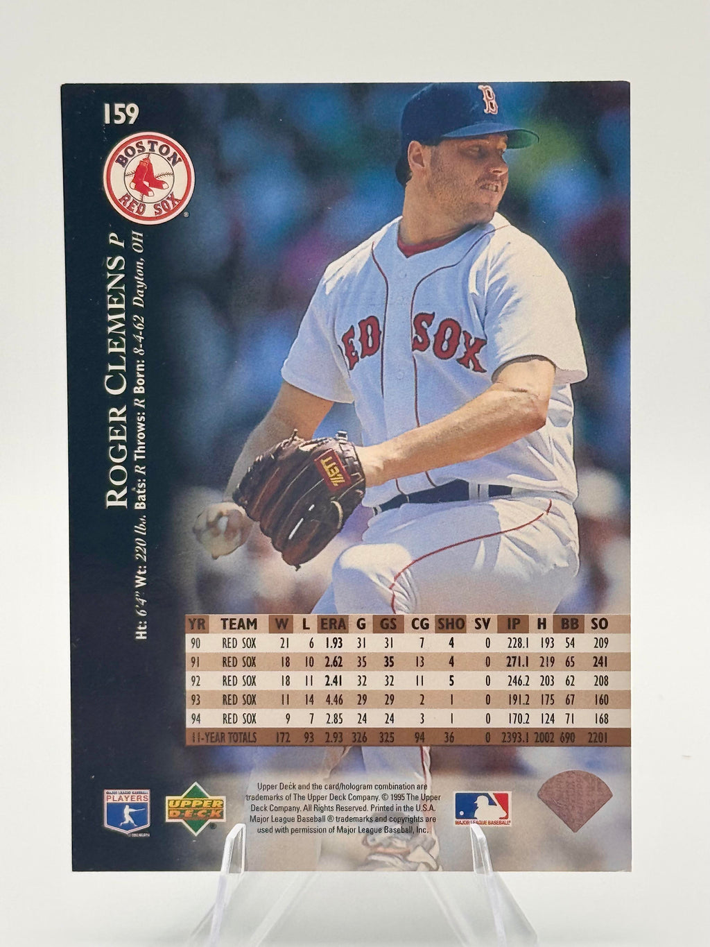 1995 Upper Deck Roger Clemens #159 Boston Red Sox Excellent