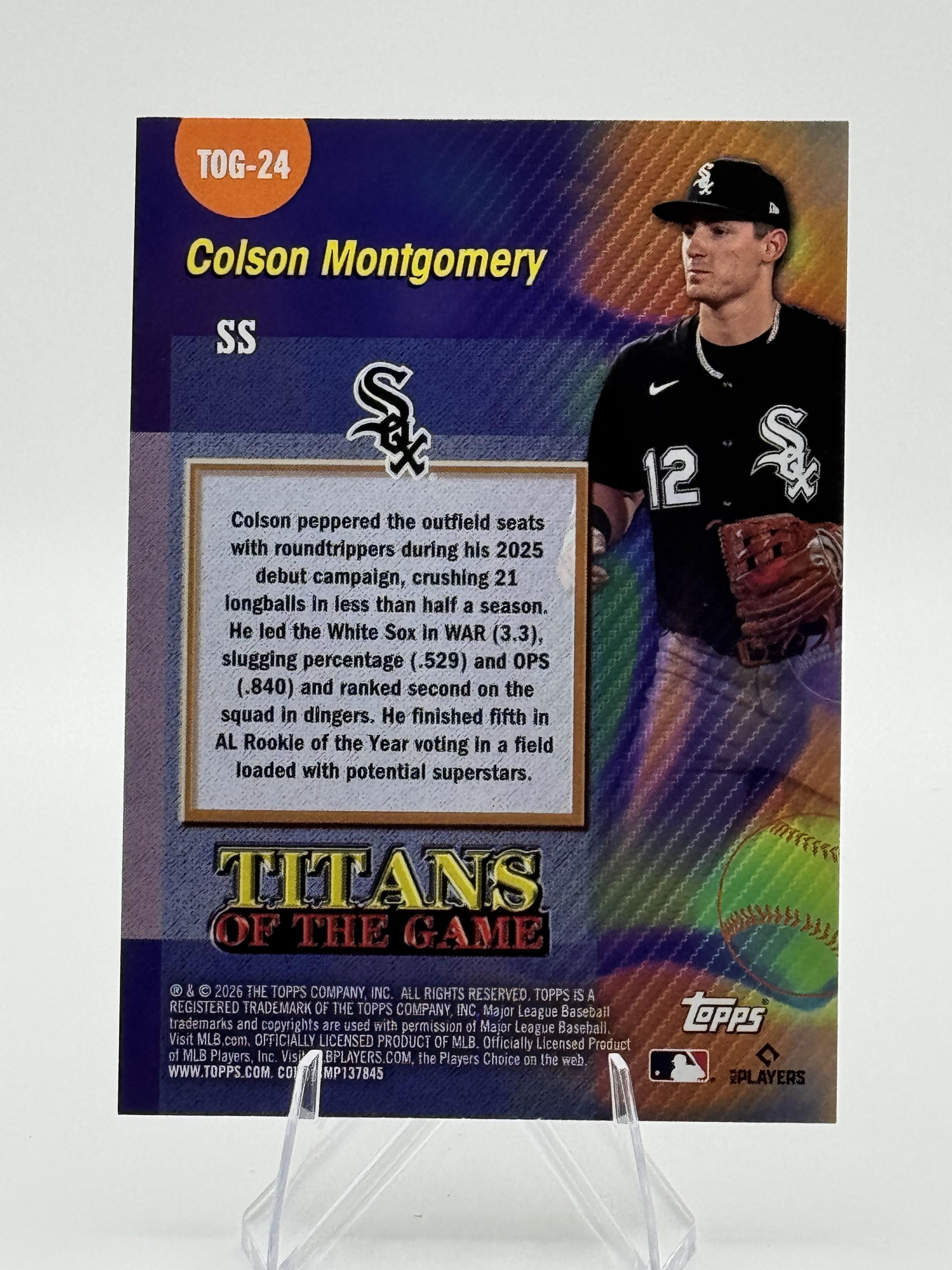 2026 Topps Colson Montgomery #TOG-24 Titans of the Game Chicago White Sox NM