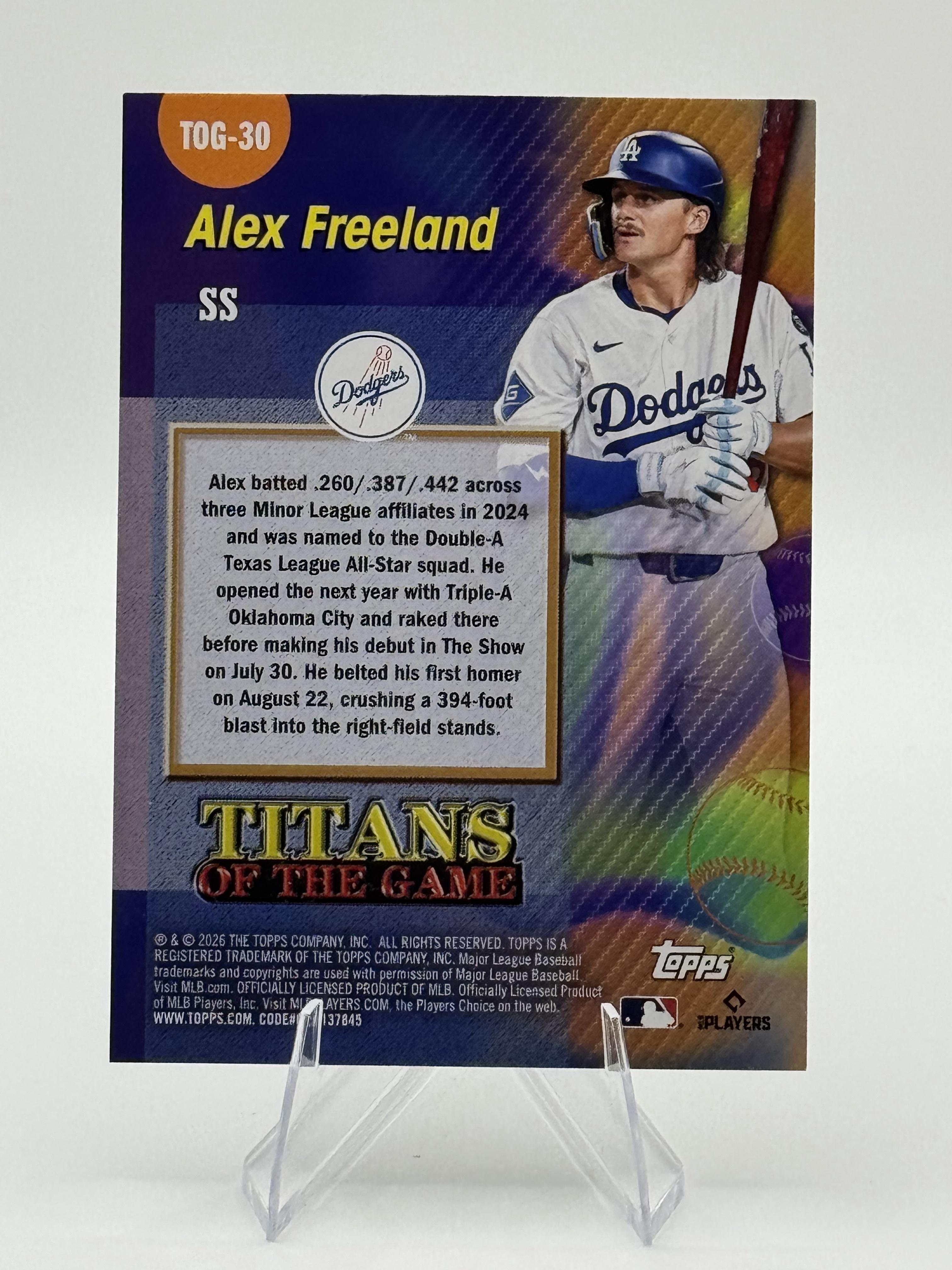 2026 Topps Alex Freeland #TOG-30 Titans of the Game Los Angeles Dodgers NM