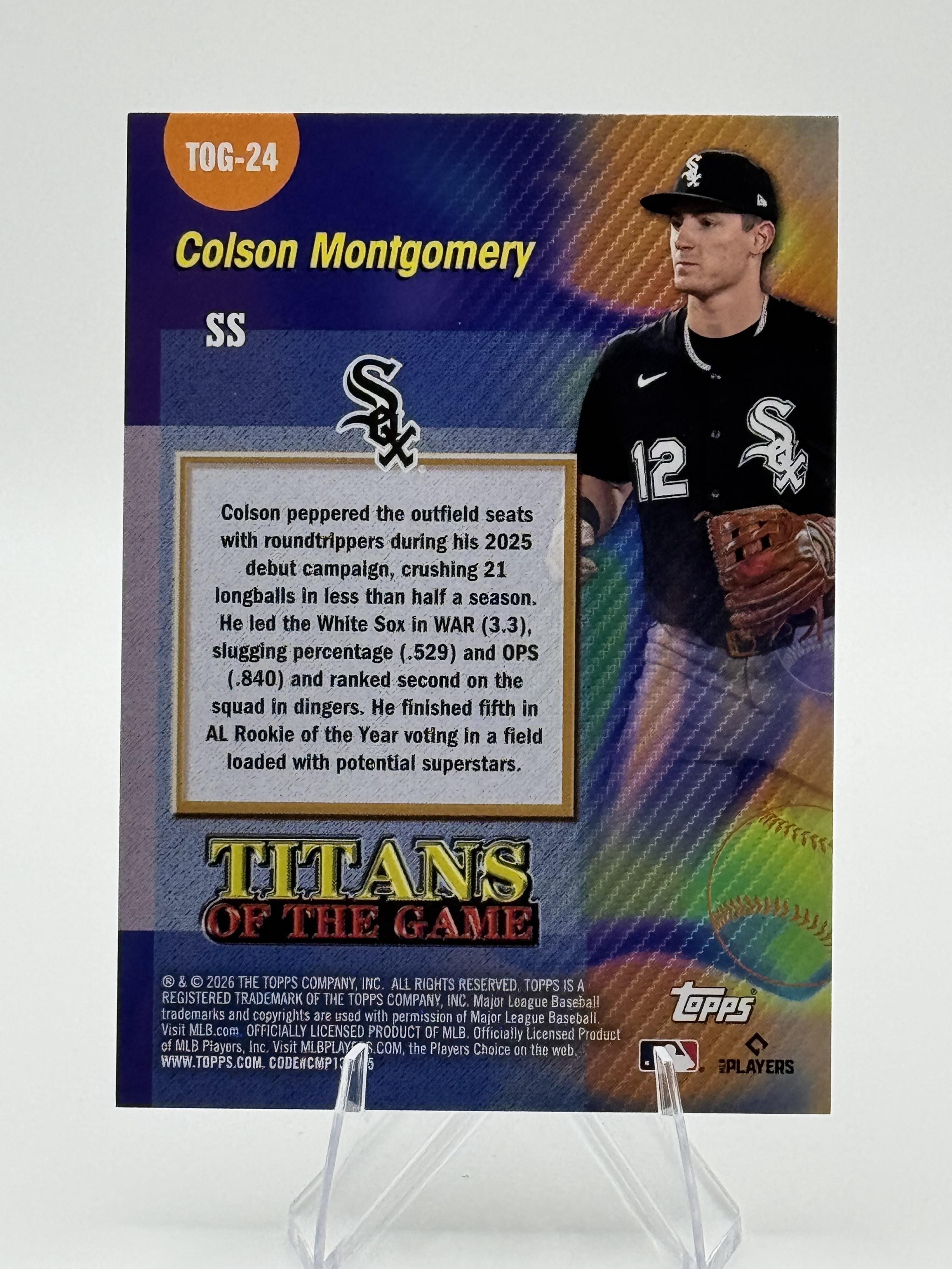 2026 Topps Colson Montgomery #TOG-24 Titans of the Game Chicago White Sox NM