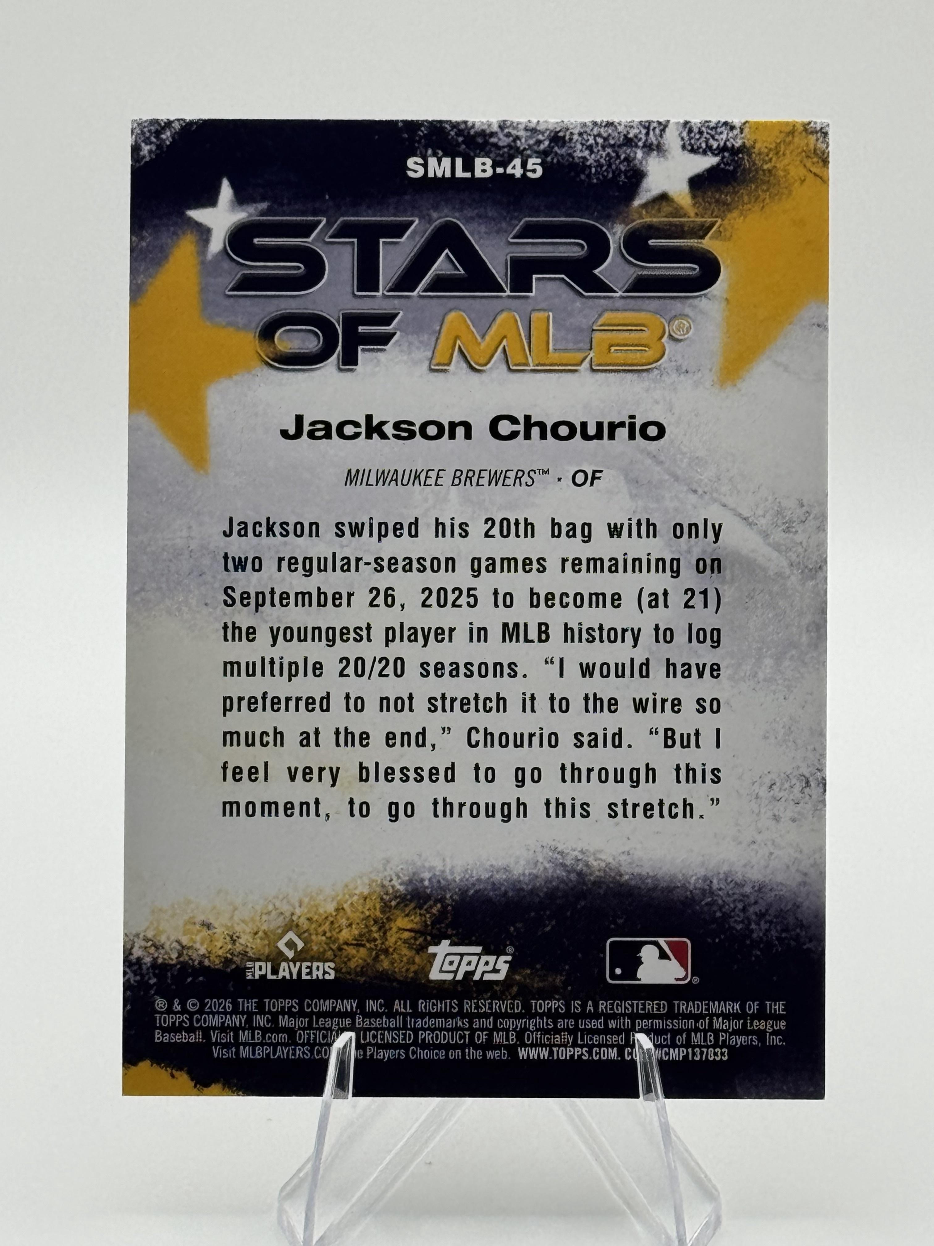 2026 Topps Jackson Chourio #SMLB-45 Stars of MLB Milwaukee Brewers NM