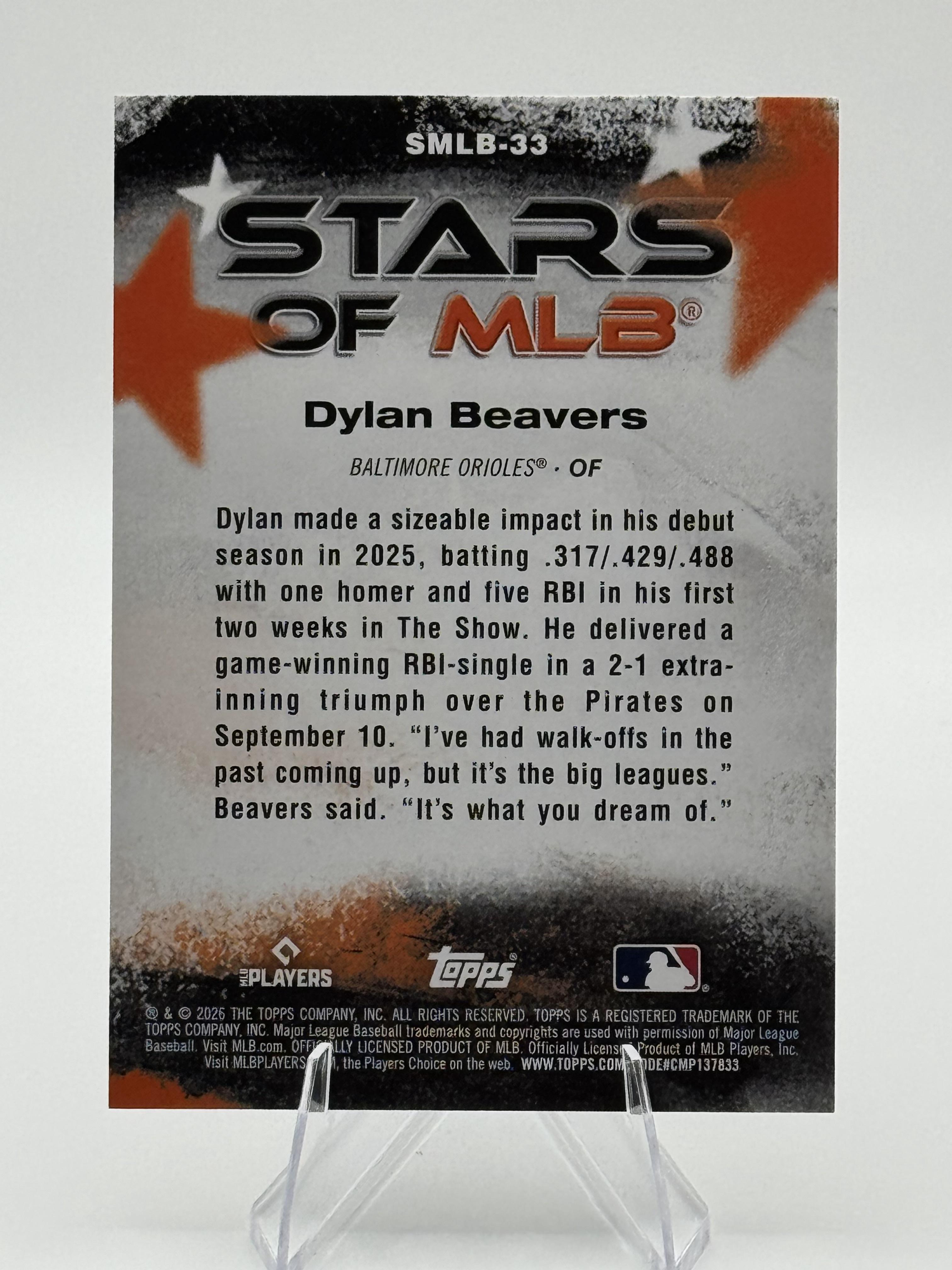 2026 Topps Dylan Beavers #SMLB-33 Stars of MLB Baltimore Orioles NM