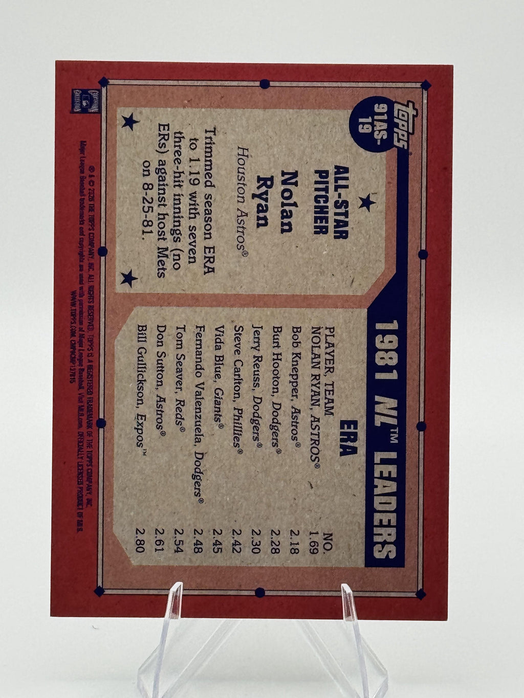 2026 Topps Nolan Ryan #91AS-19 Near Mint