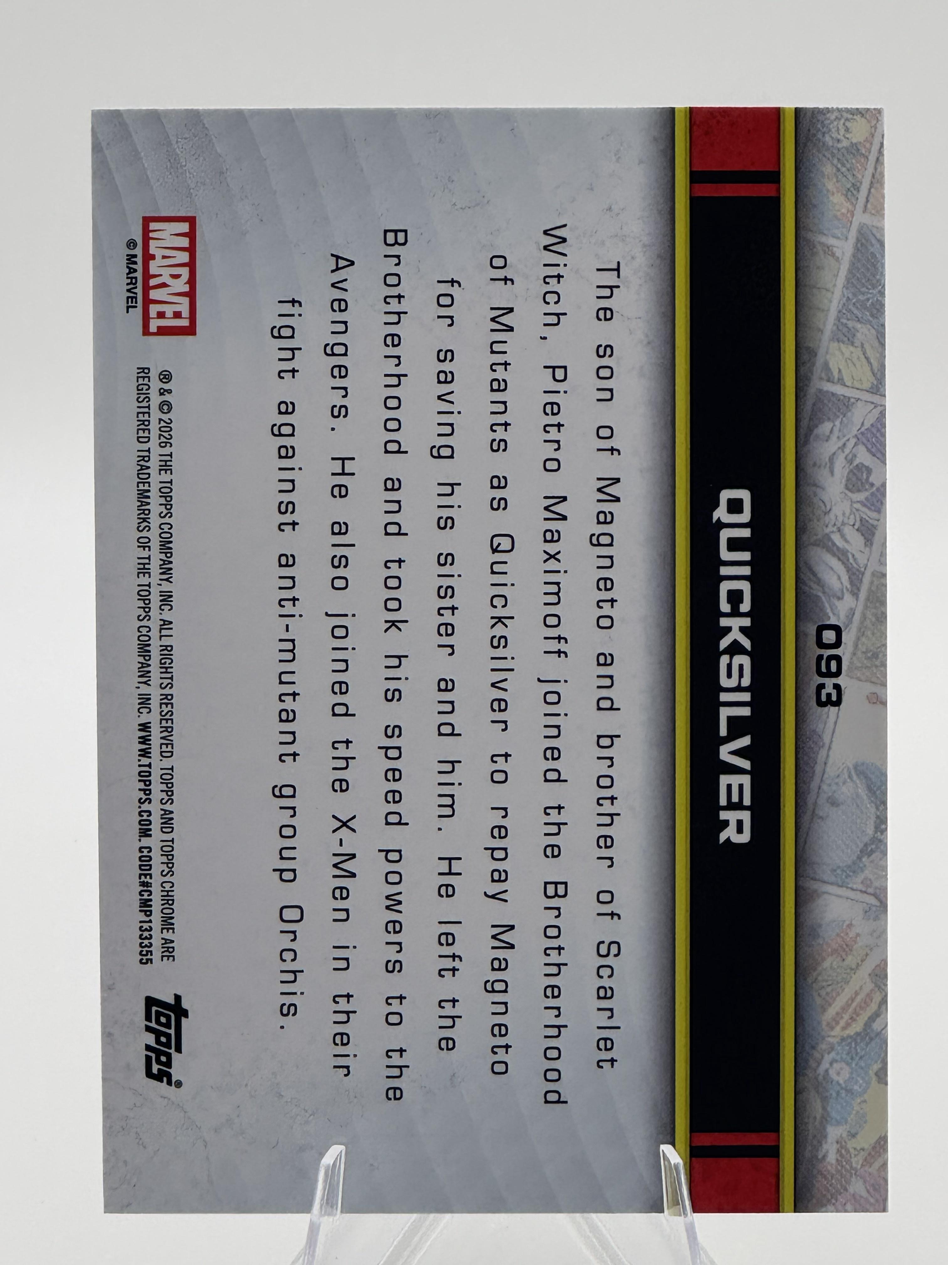 Topps Chrome Marvel Quicksilver #093 Chrome Near Mint or Better