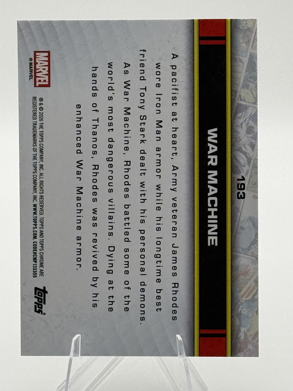 Topps Chrome Marvel War Machine #193 Chrome Near Mint or Better