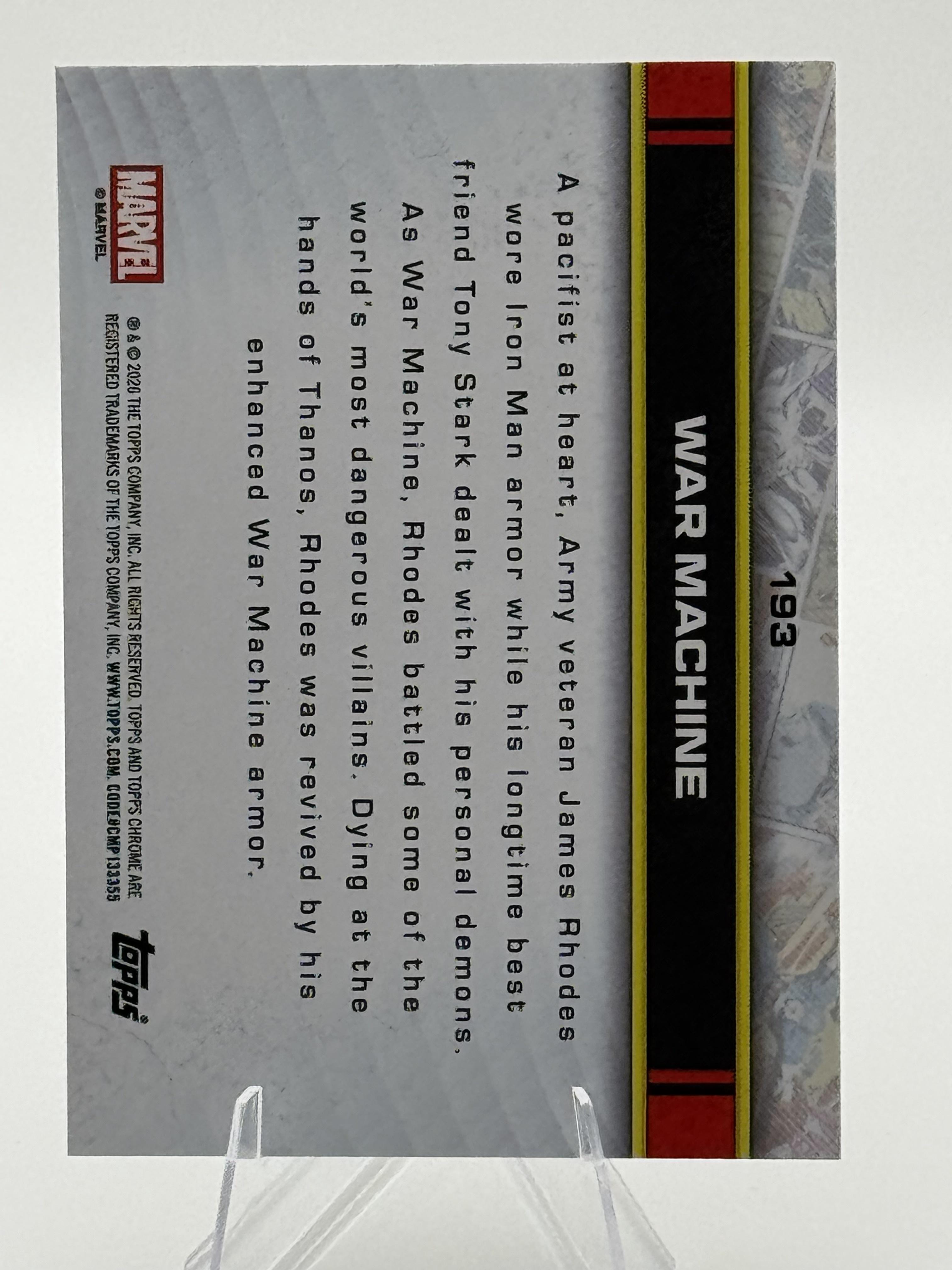 Topps Chrome Marvel War Machine #193 Chrome Near Mint or Better