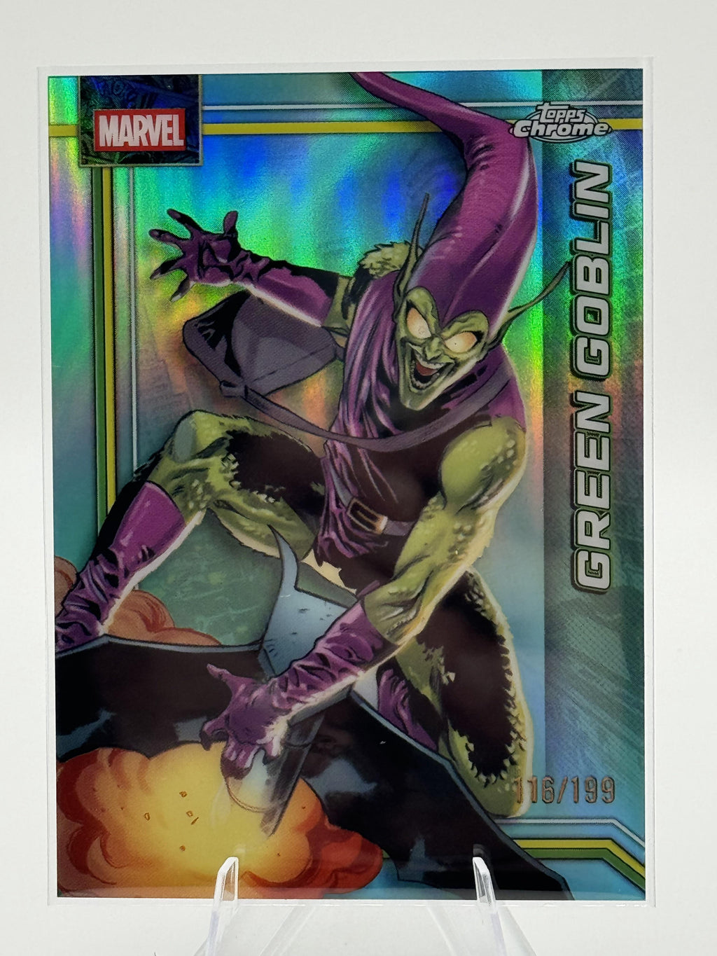 Topps Chrome Marvel Green Goblin #045 Aqua Refractor 116/199, Color Match NM