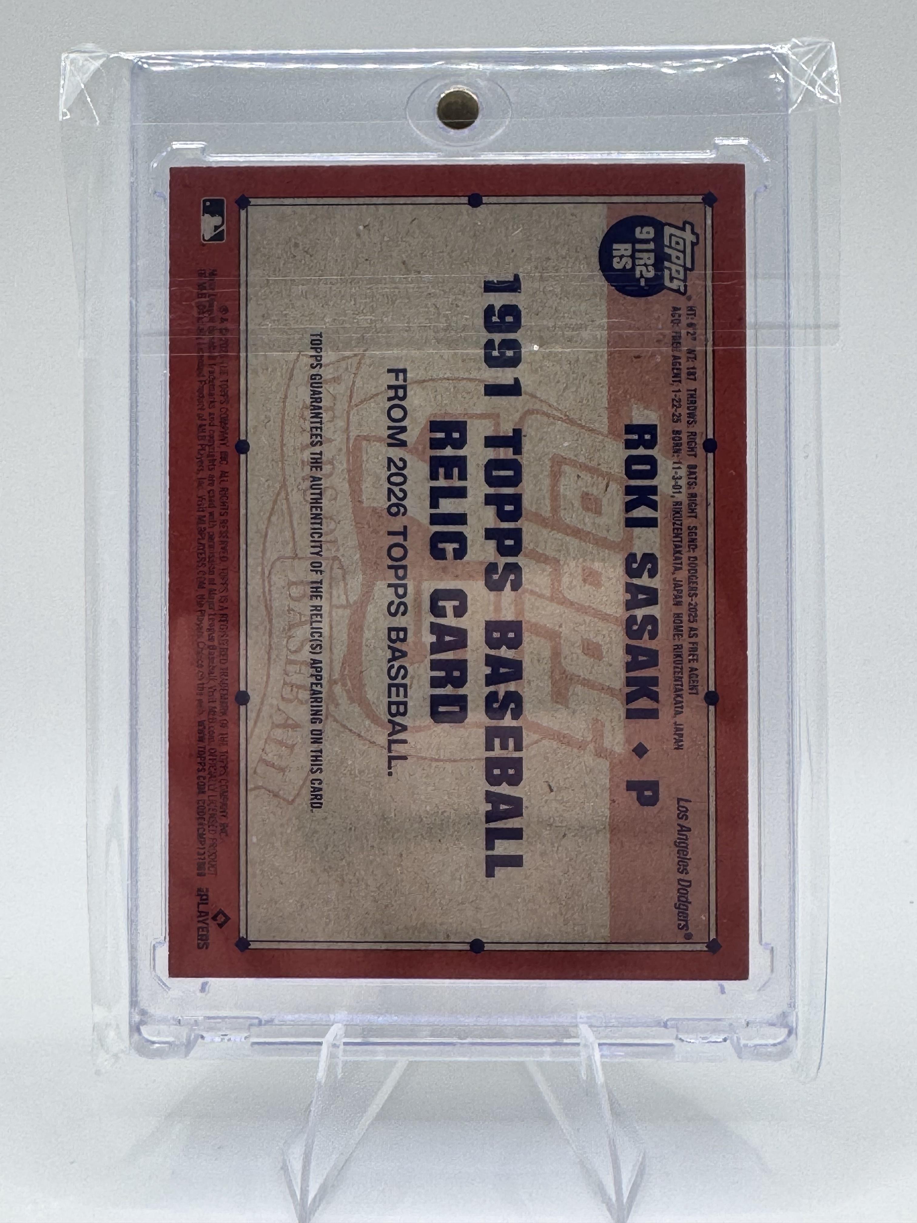 2026 Topps Roki Sasaki #91R2-RS Memorabilia Near Mint or Better