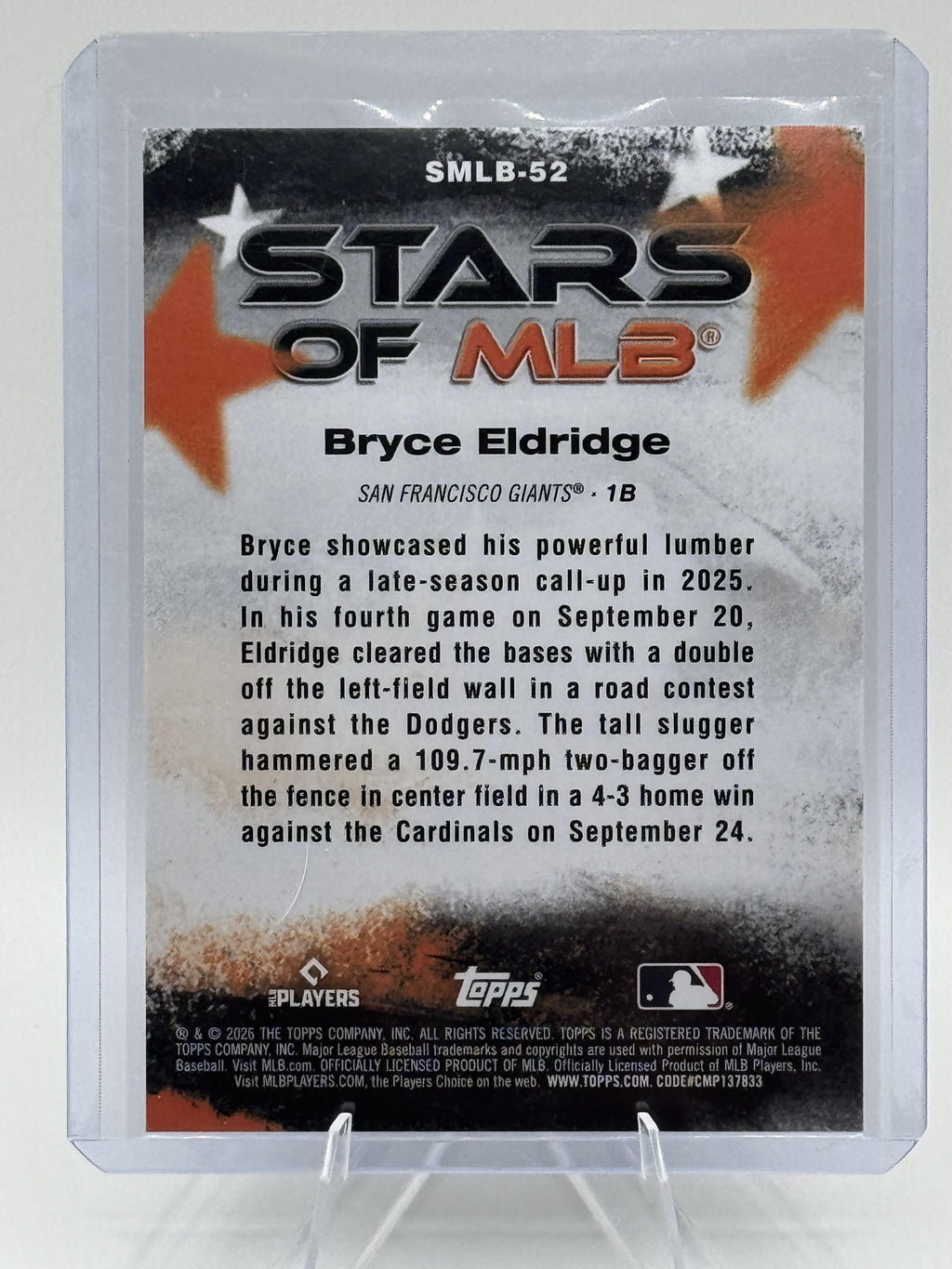 2026 Topps Bryce Eldridge #SMLB-52 Stars of MLB San Francisco Giants Rookie NM